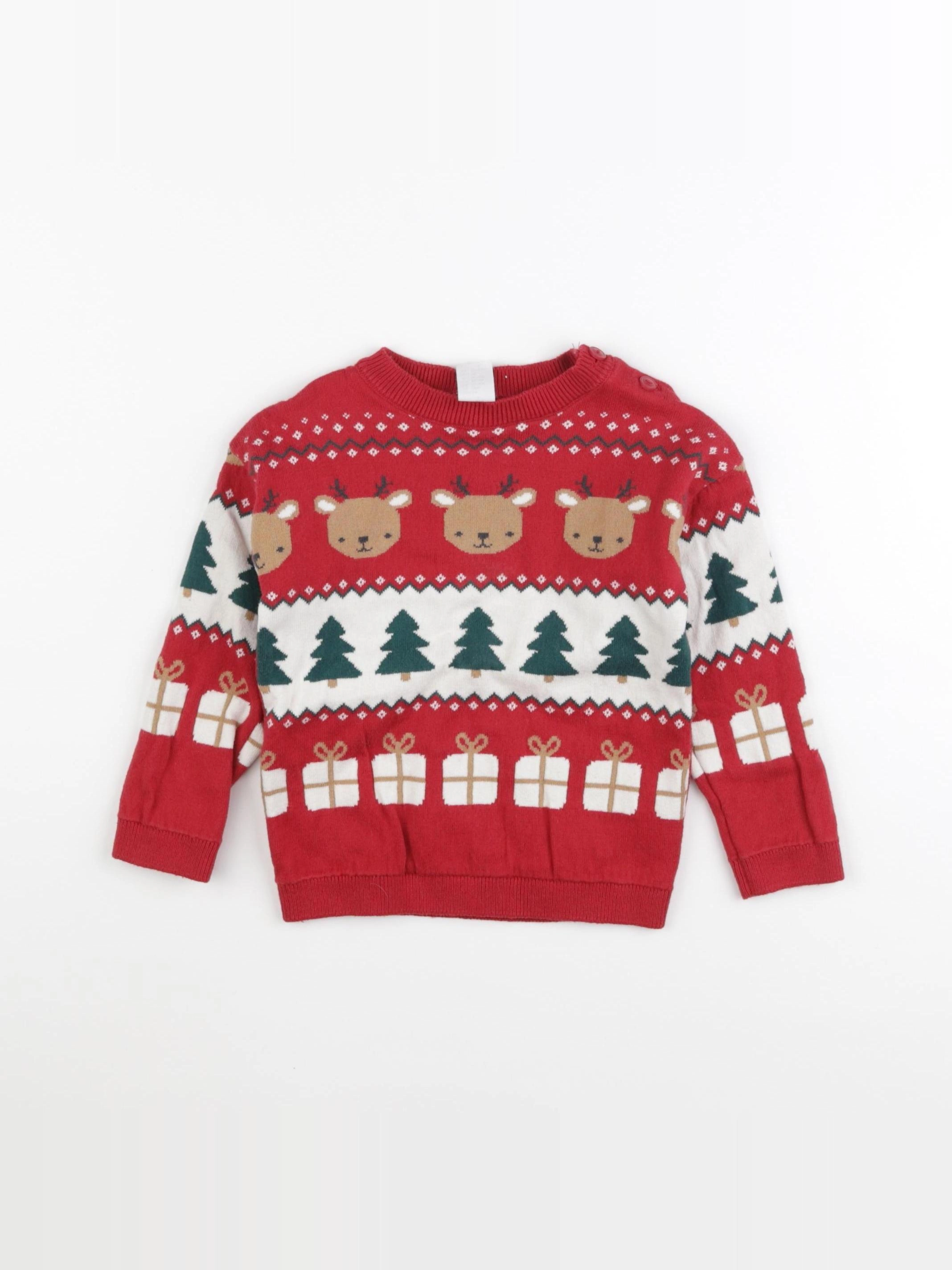 H&M - pull rouge - 12/18 mois