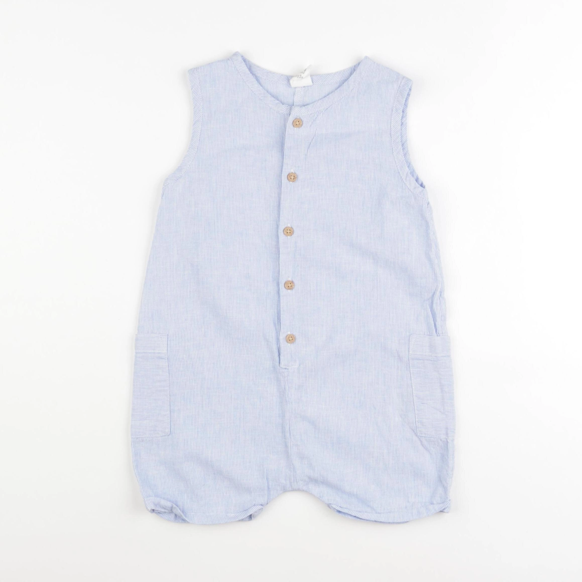 H&M - combinaison bleu, blanc - 12/18 mois