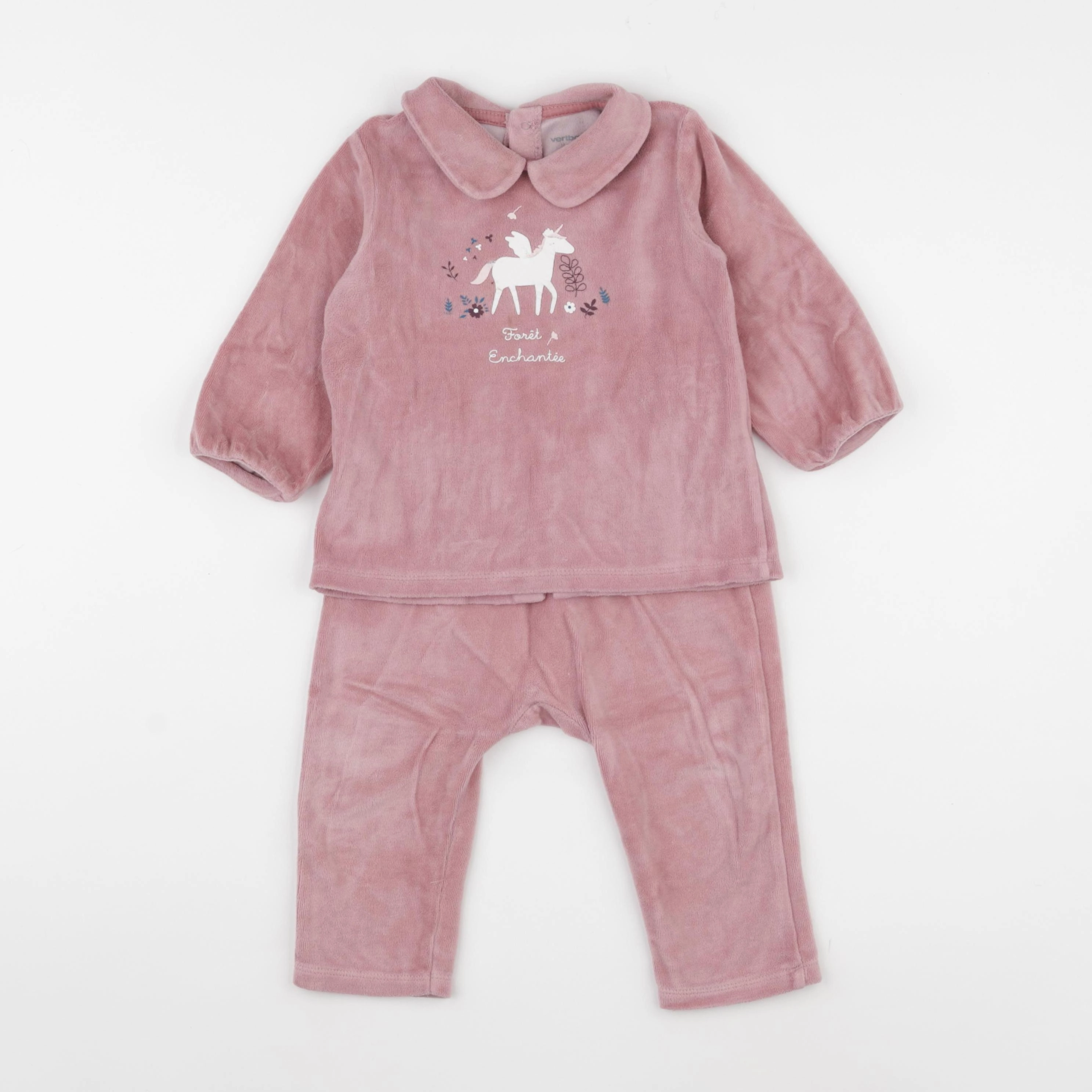 Vertbaudet - pyjama velours rose - 18 mois