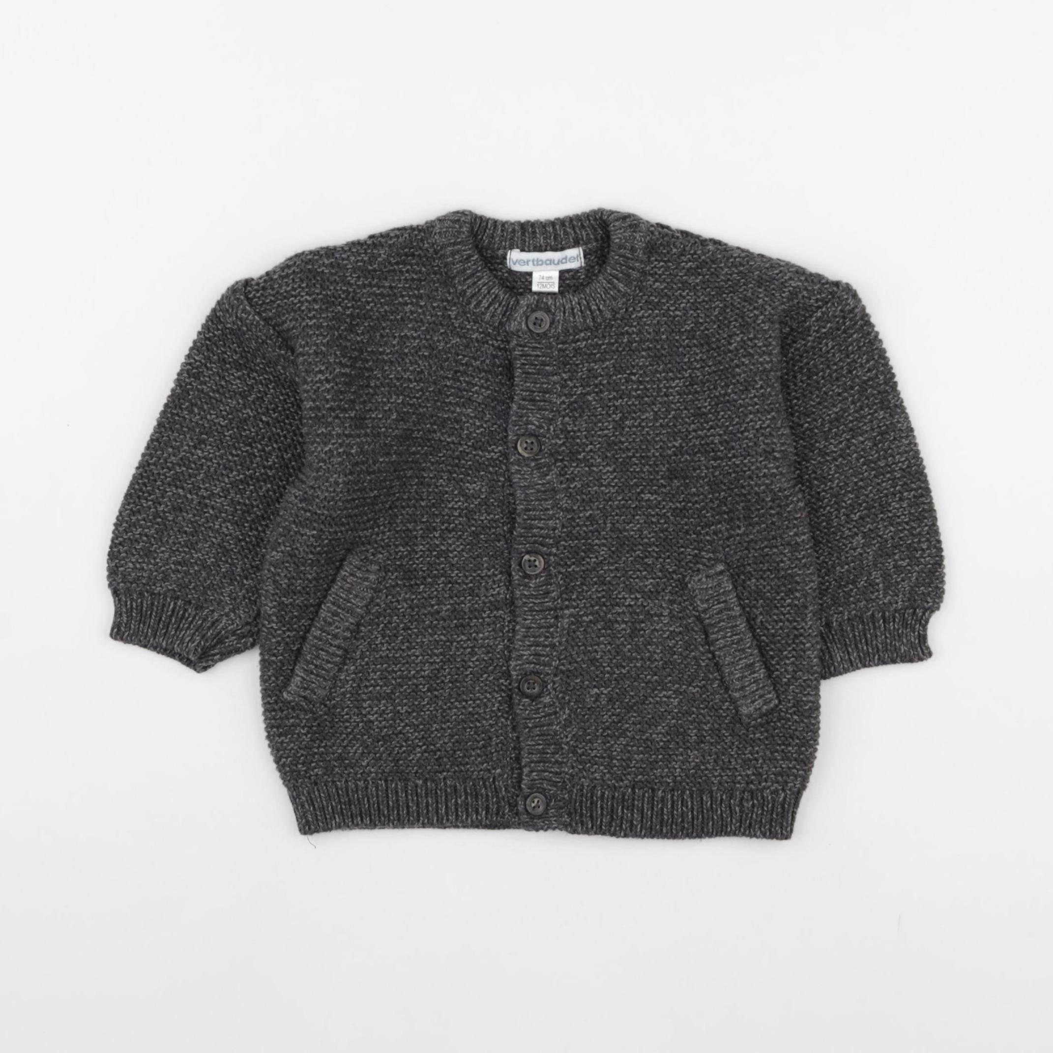 Vertbaudet - gilet gris - 12 mois