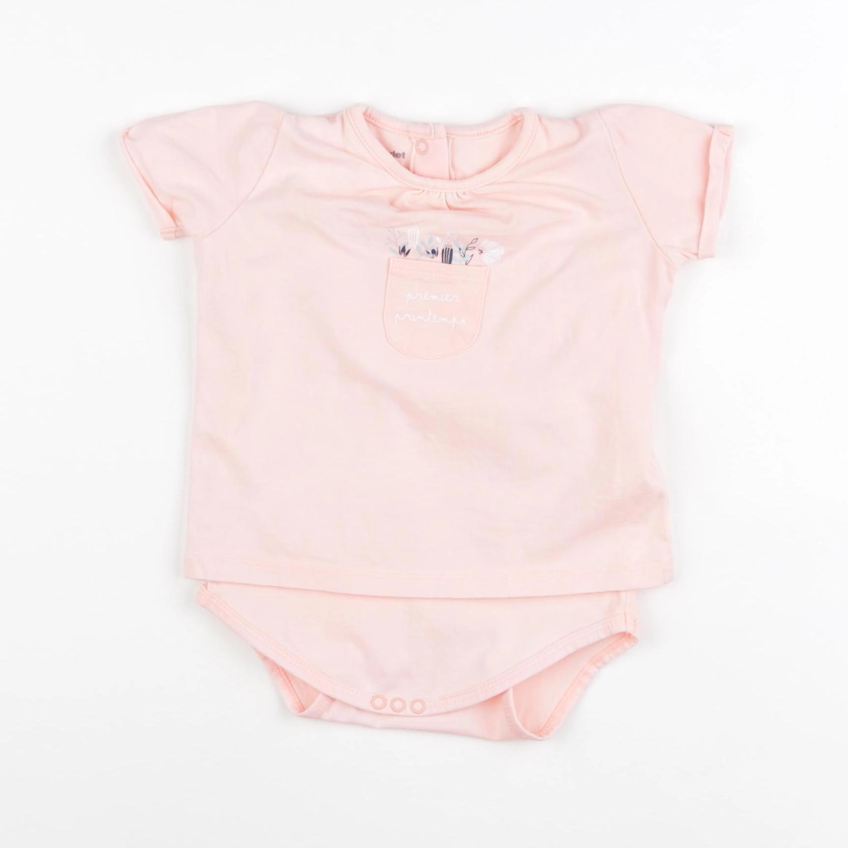 Vertbaudet - body tee-shirt rose - 6 mois