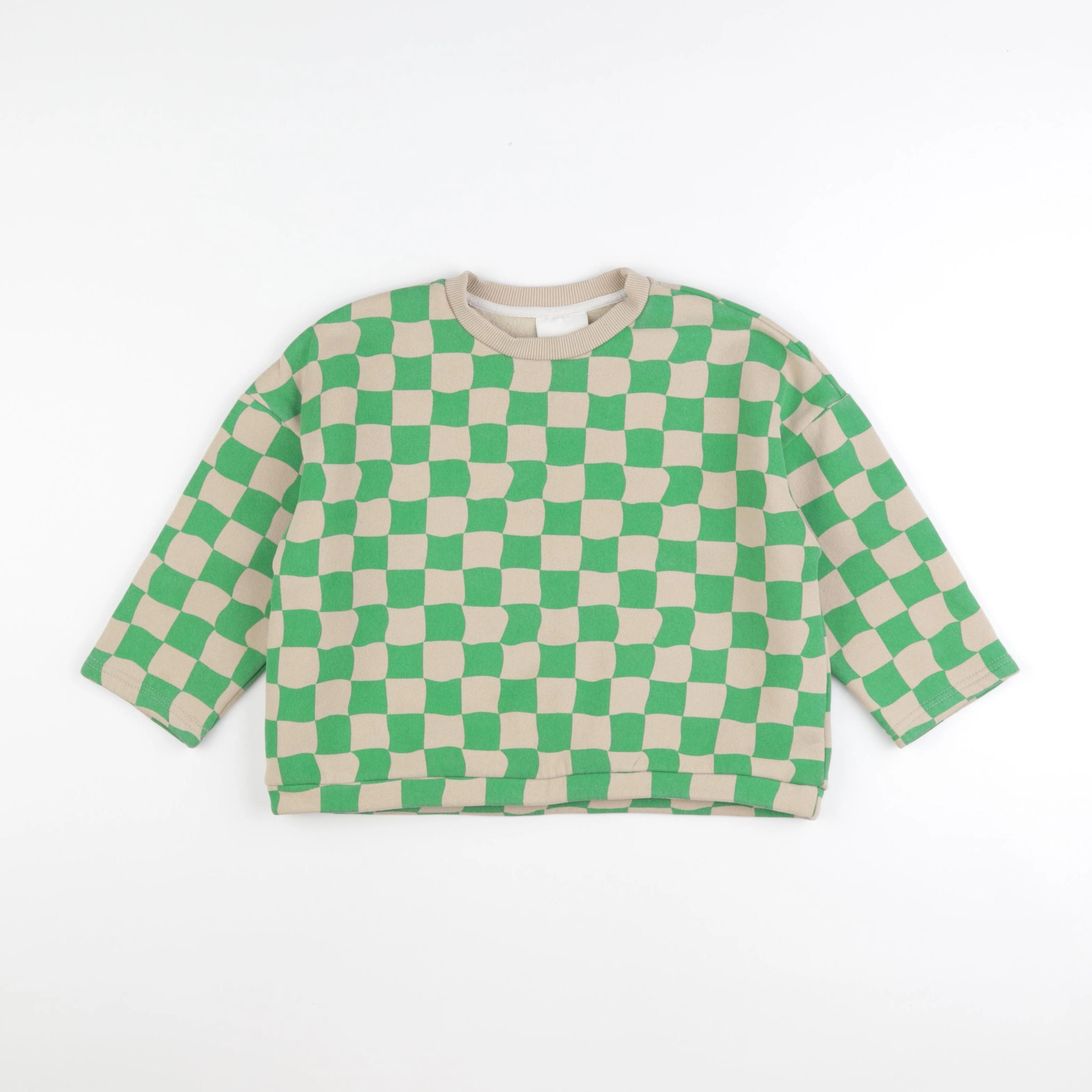 Gamin gamine - sweat beige, vert - 4 ans