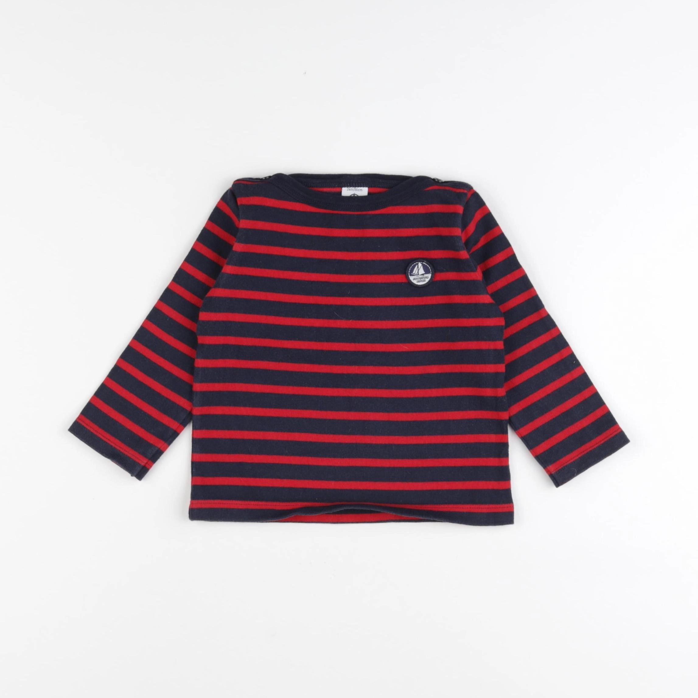 Petit Bateau - tee-shirt bleu, rouge - 24 mois