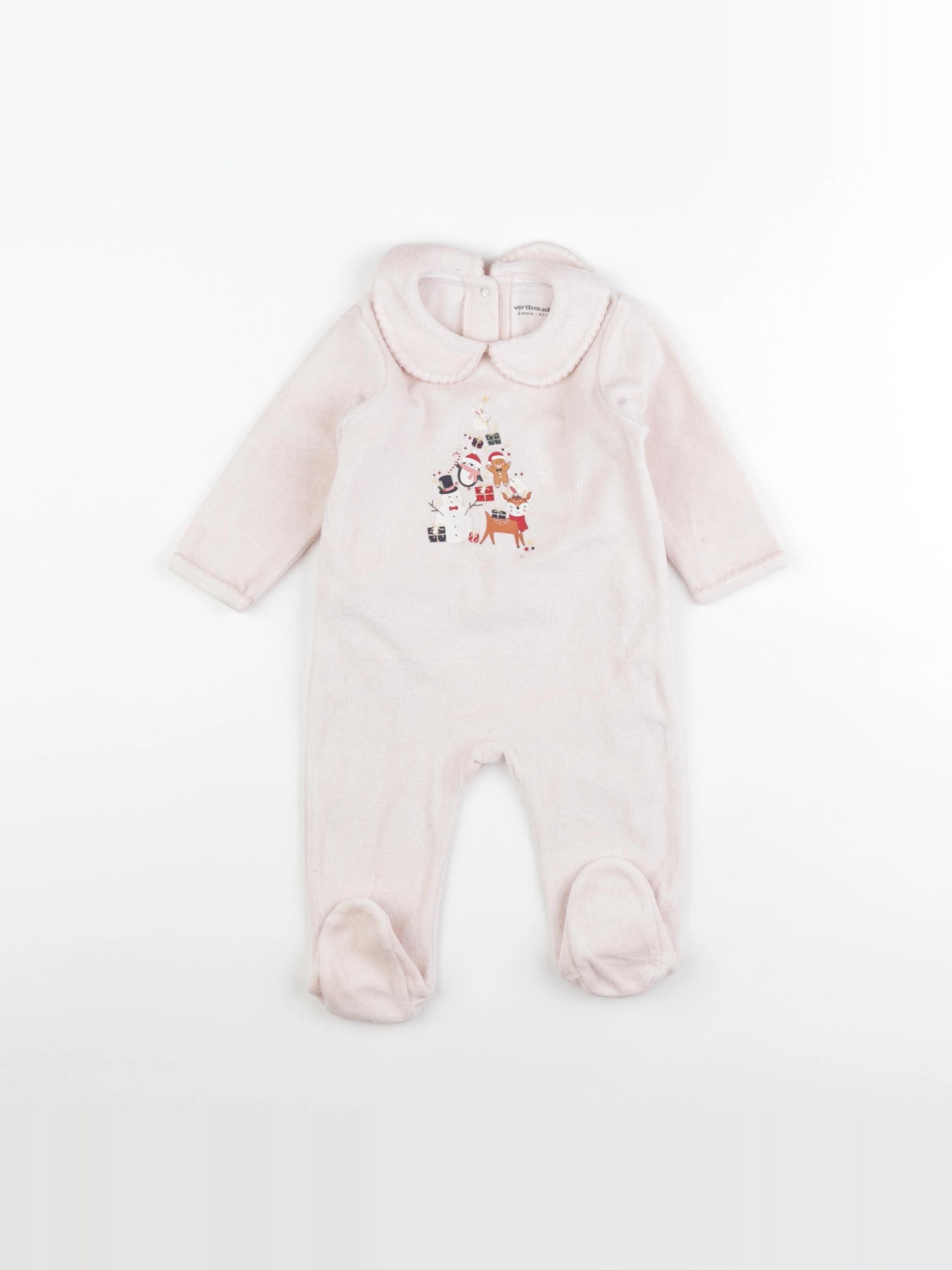 Vertbaudet - pyjama velours rose - 6 mois