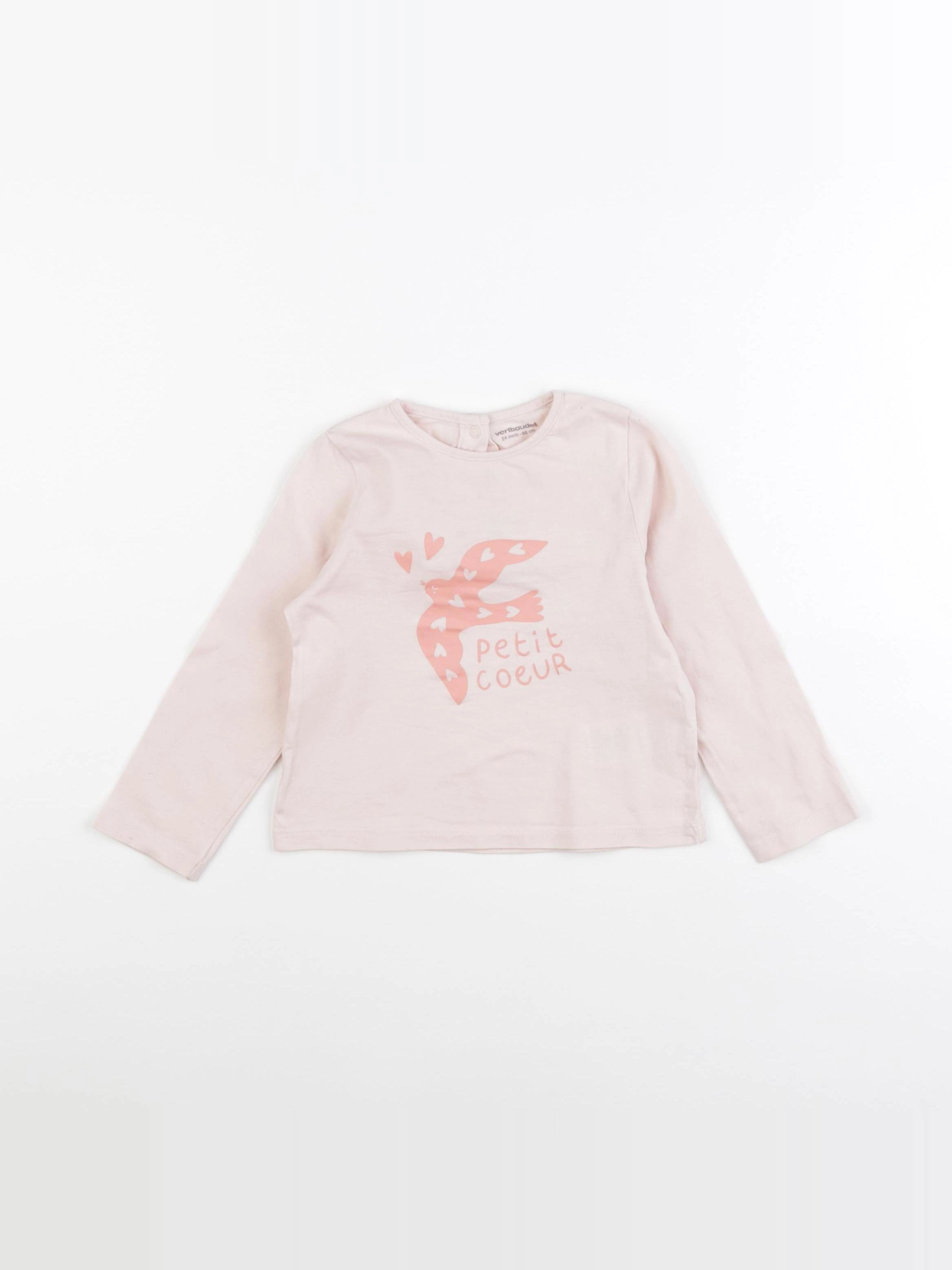 Vertbaudet - tee-shirt rose - 24 mois