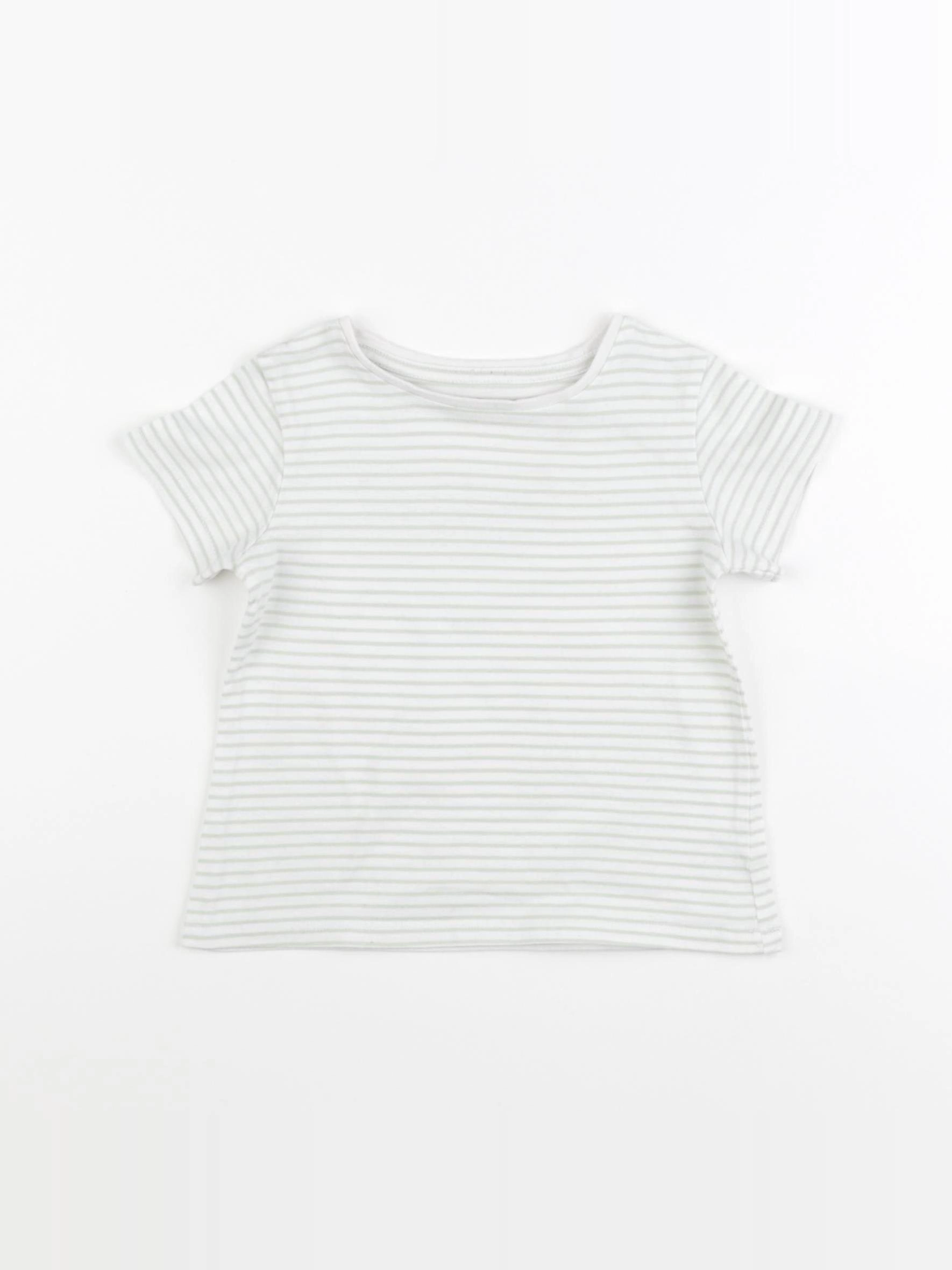 Vertbaudet - tee-shirt vert, blanc - 2 ans