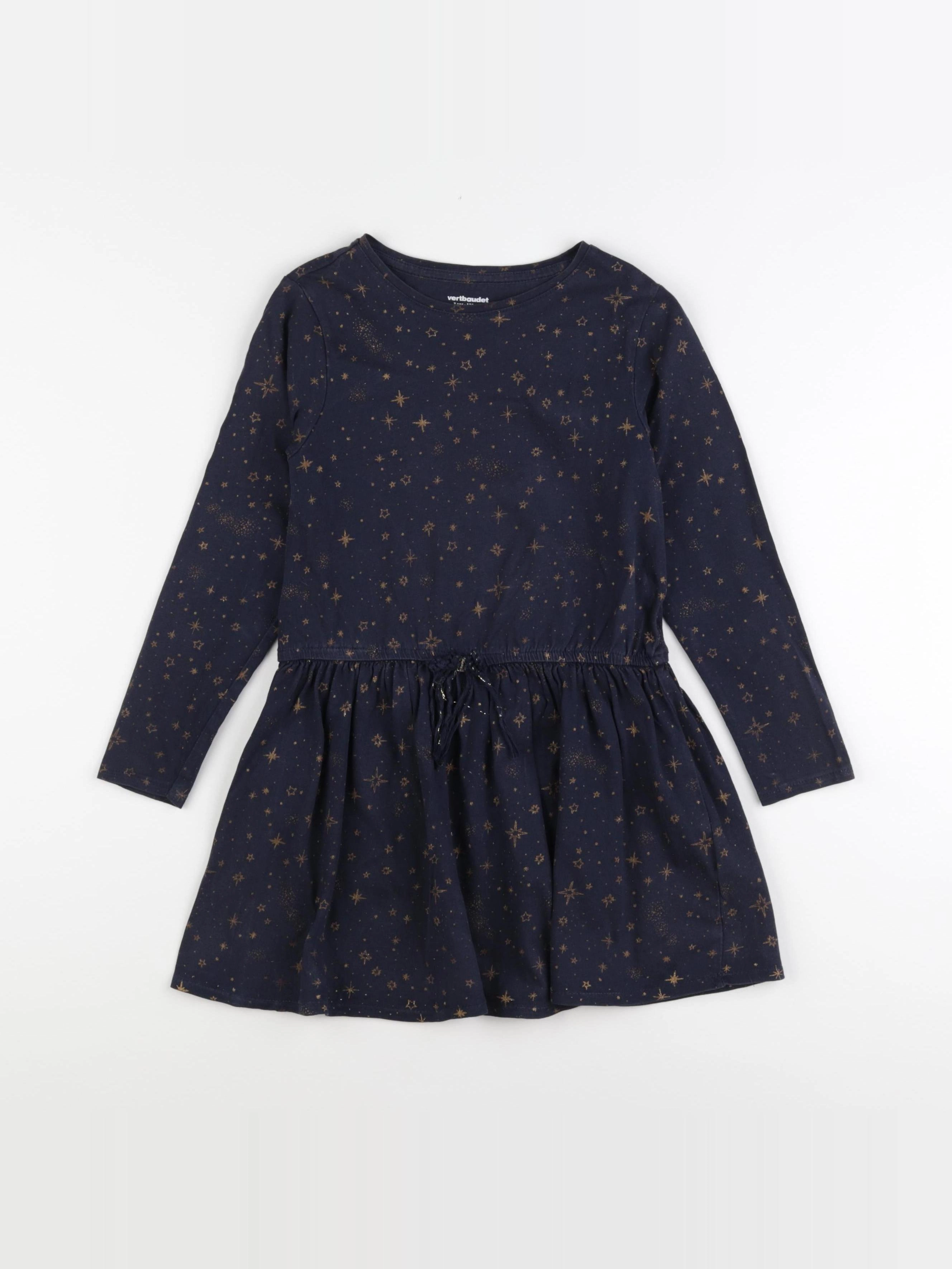 Vertbaudet - robe bleu, or - 7 ans