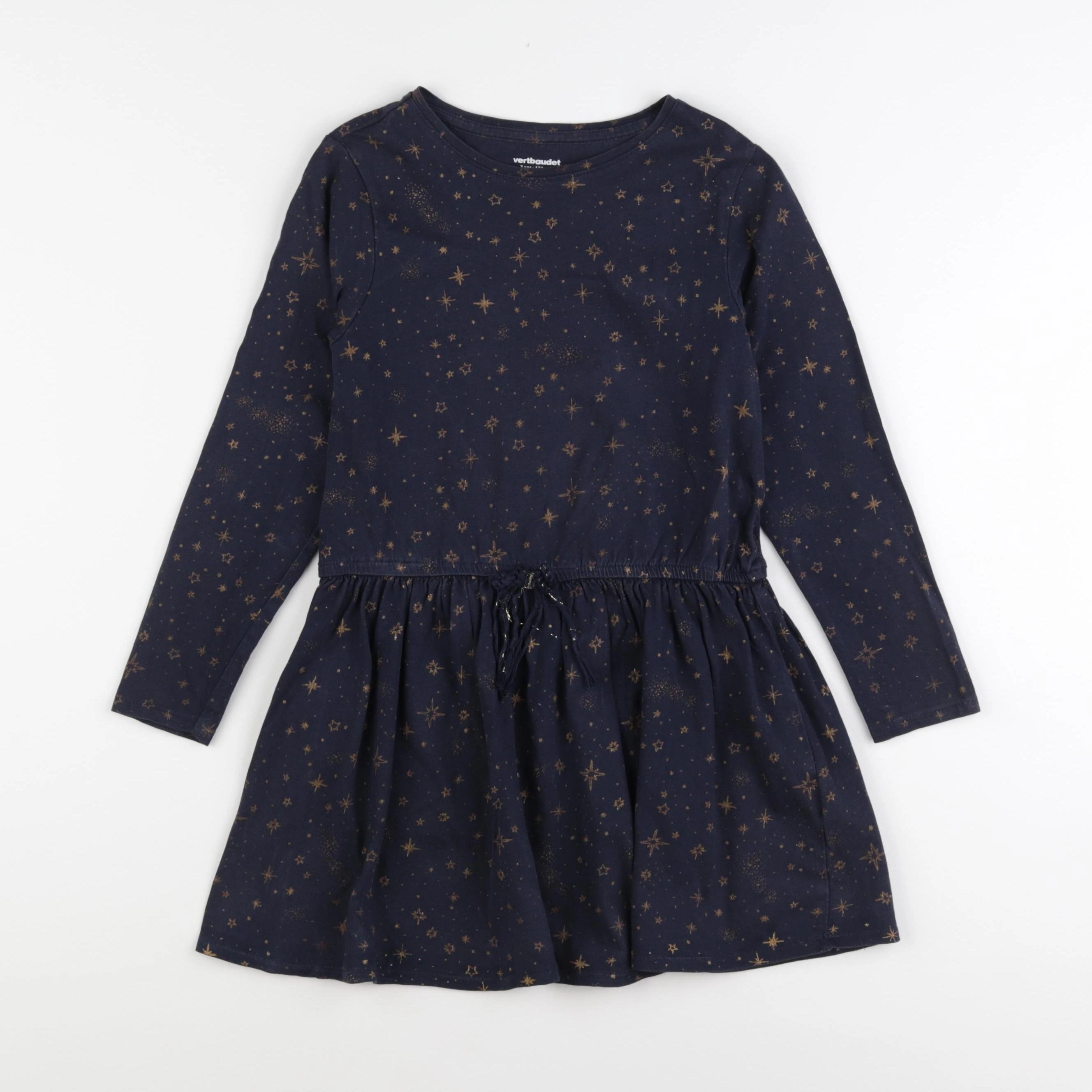 Vertbaudet - robe bleu, or - 7 ans