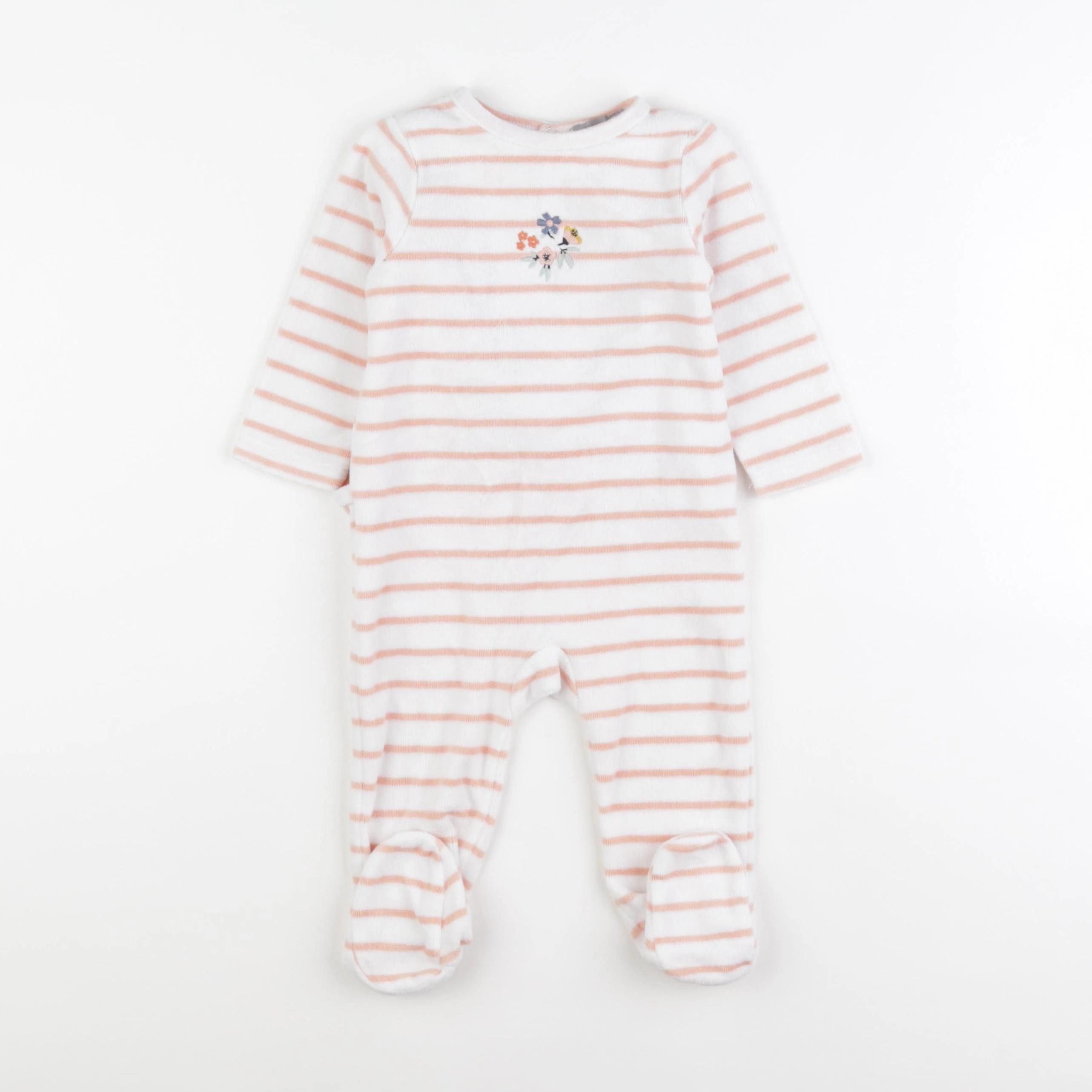 Boutchou - pyjama velours blanc, orange - 9 mois