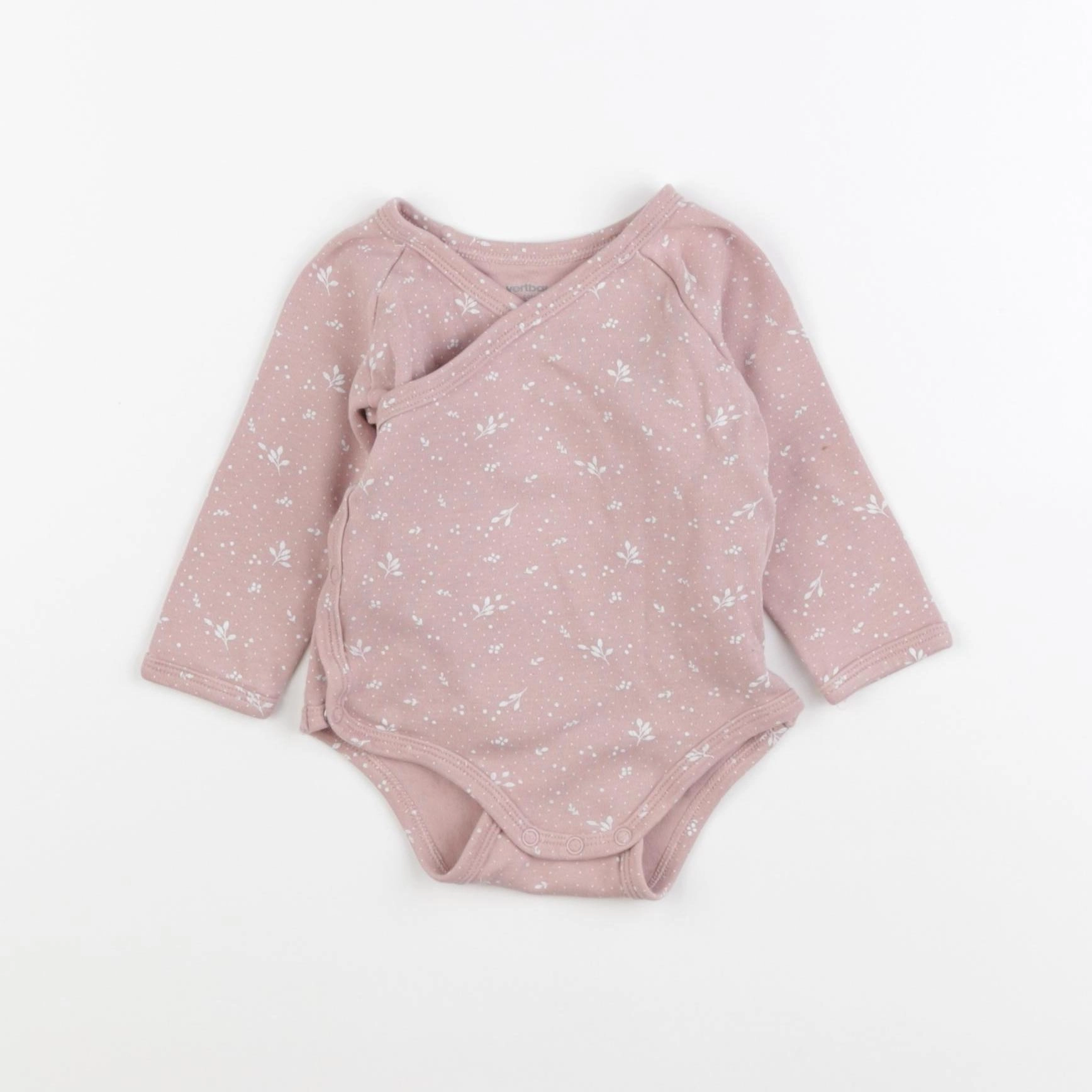 Vertbaudet - body rose, blanc - 9 mois