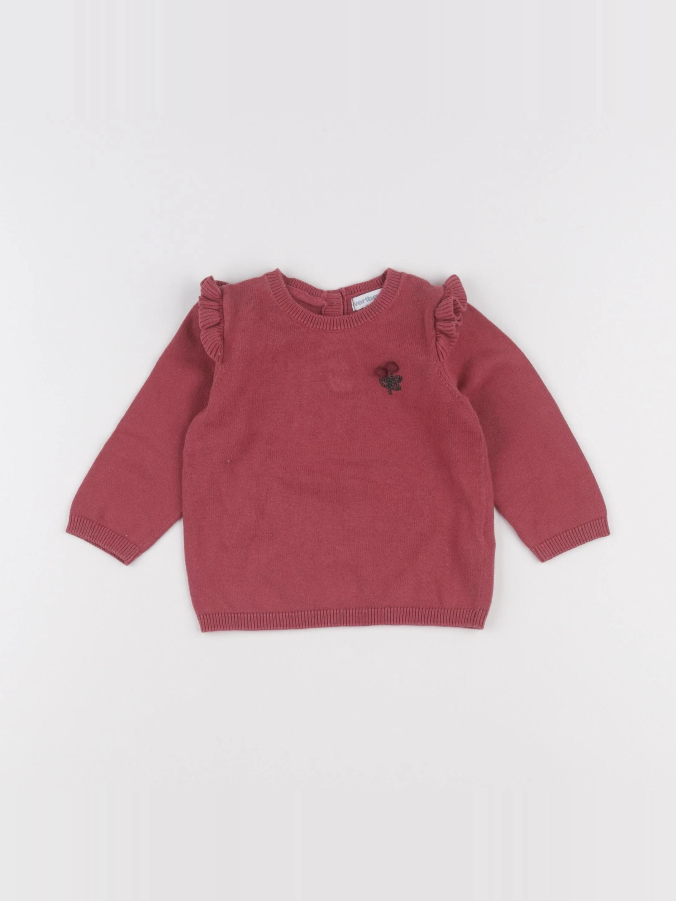 Vertbaudet - pull rouge - 9 mois