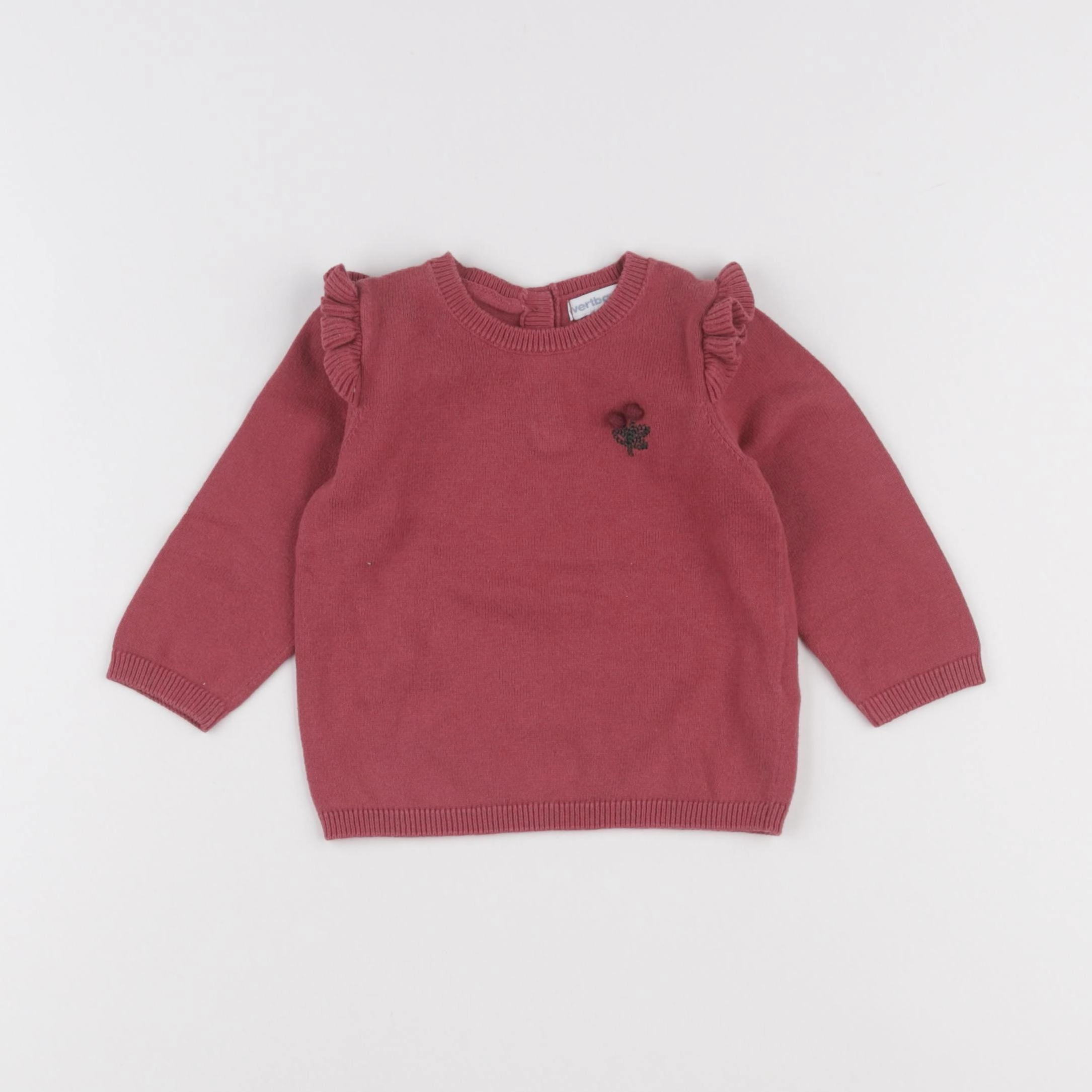 Vertbaudet - pull rouge - 9 mois