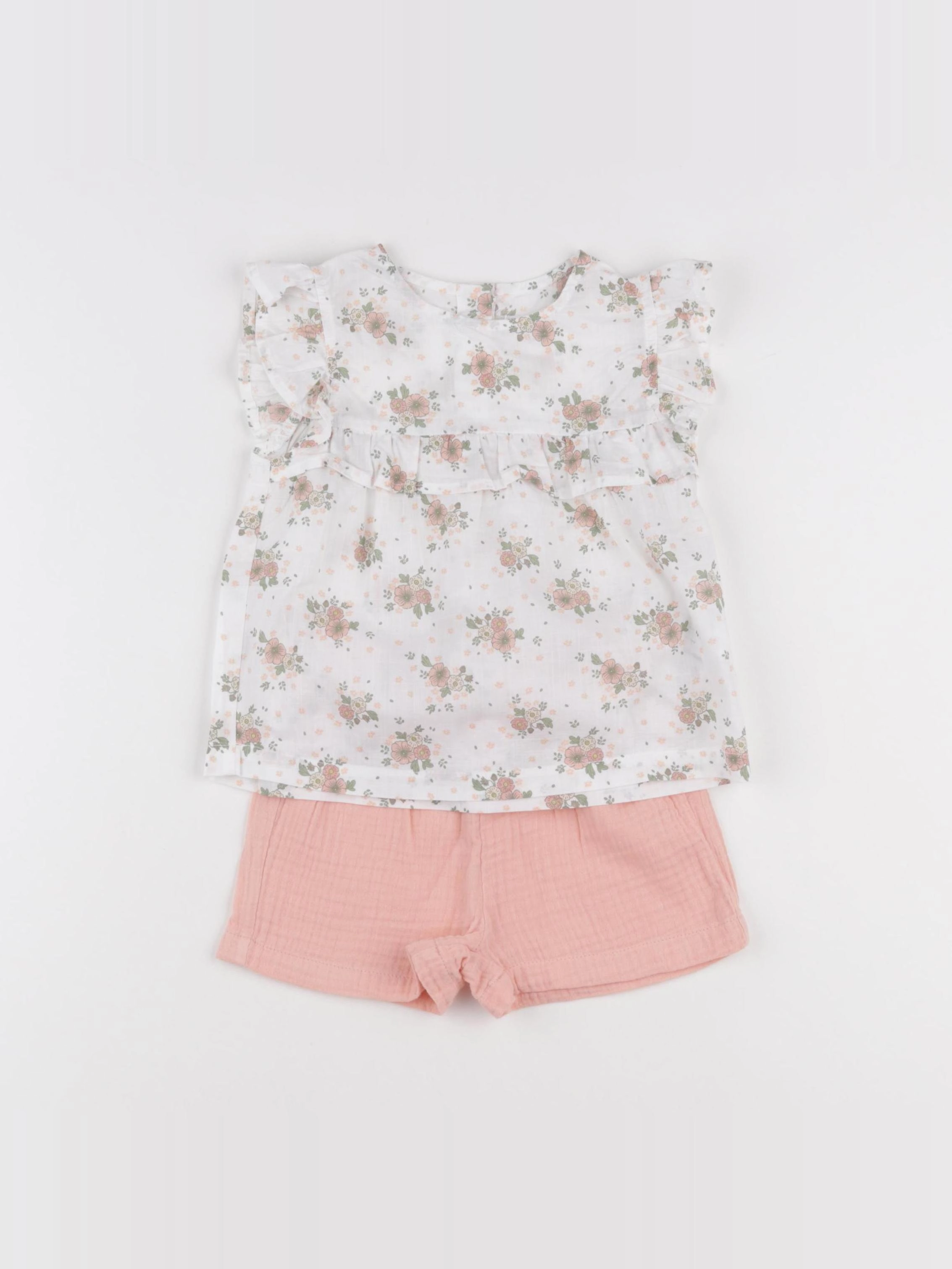 Vertbaudet - ensemble blanc, rose - 3 ans