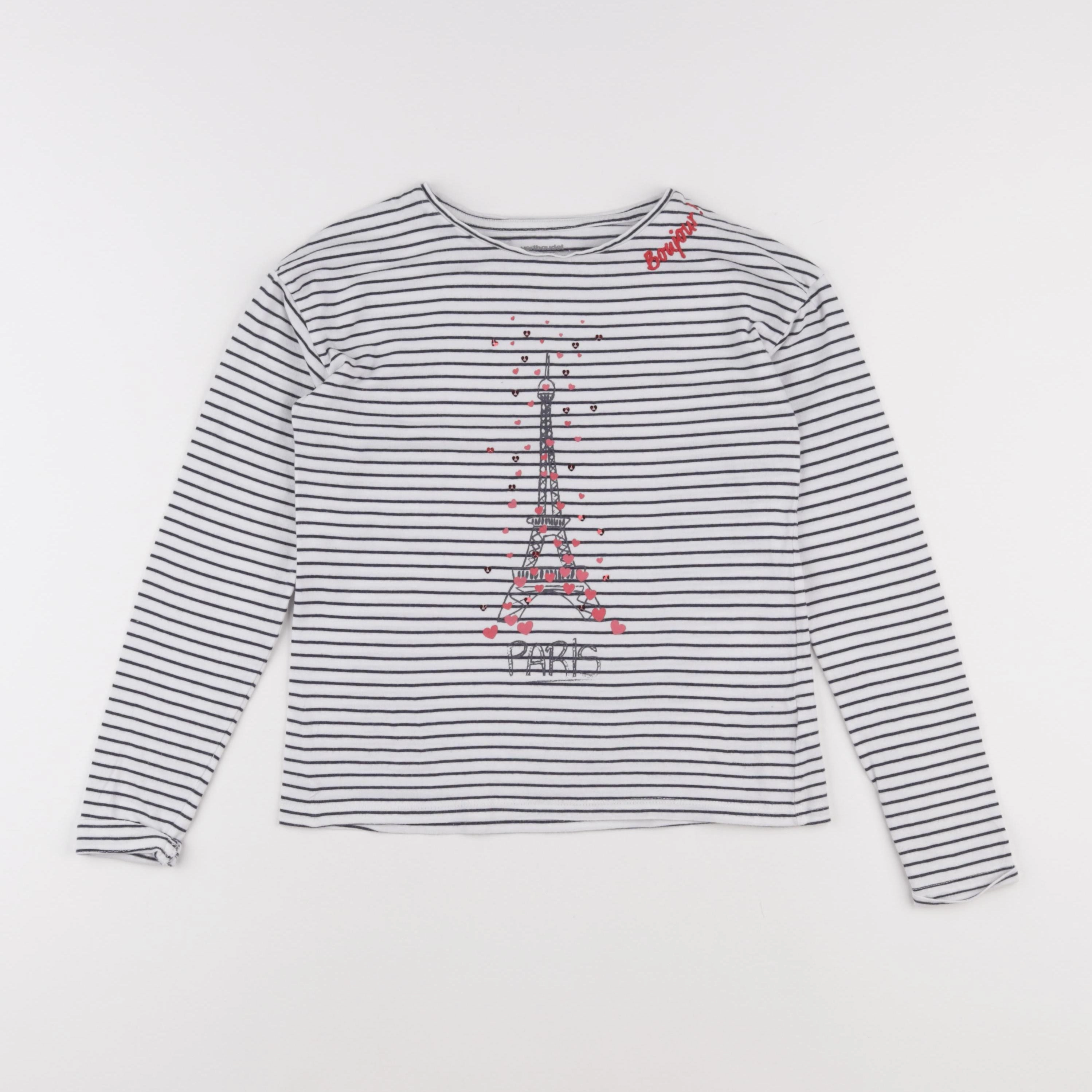 Vertbaudet - tee-shirt blanc, noir - 10 ans