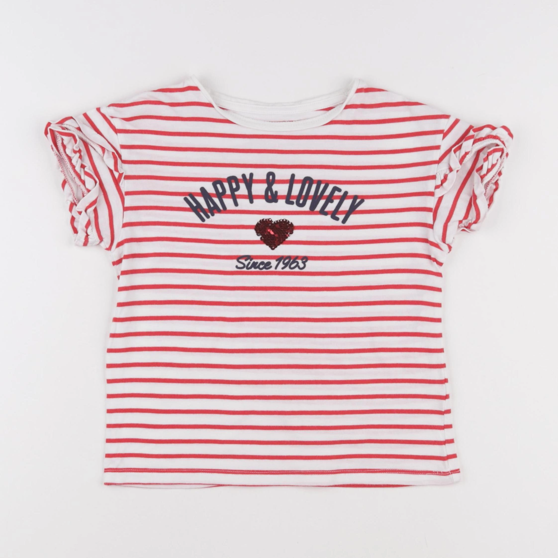 Vertbaudet - tee-shirt blanc, rouge - 8 ans