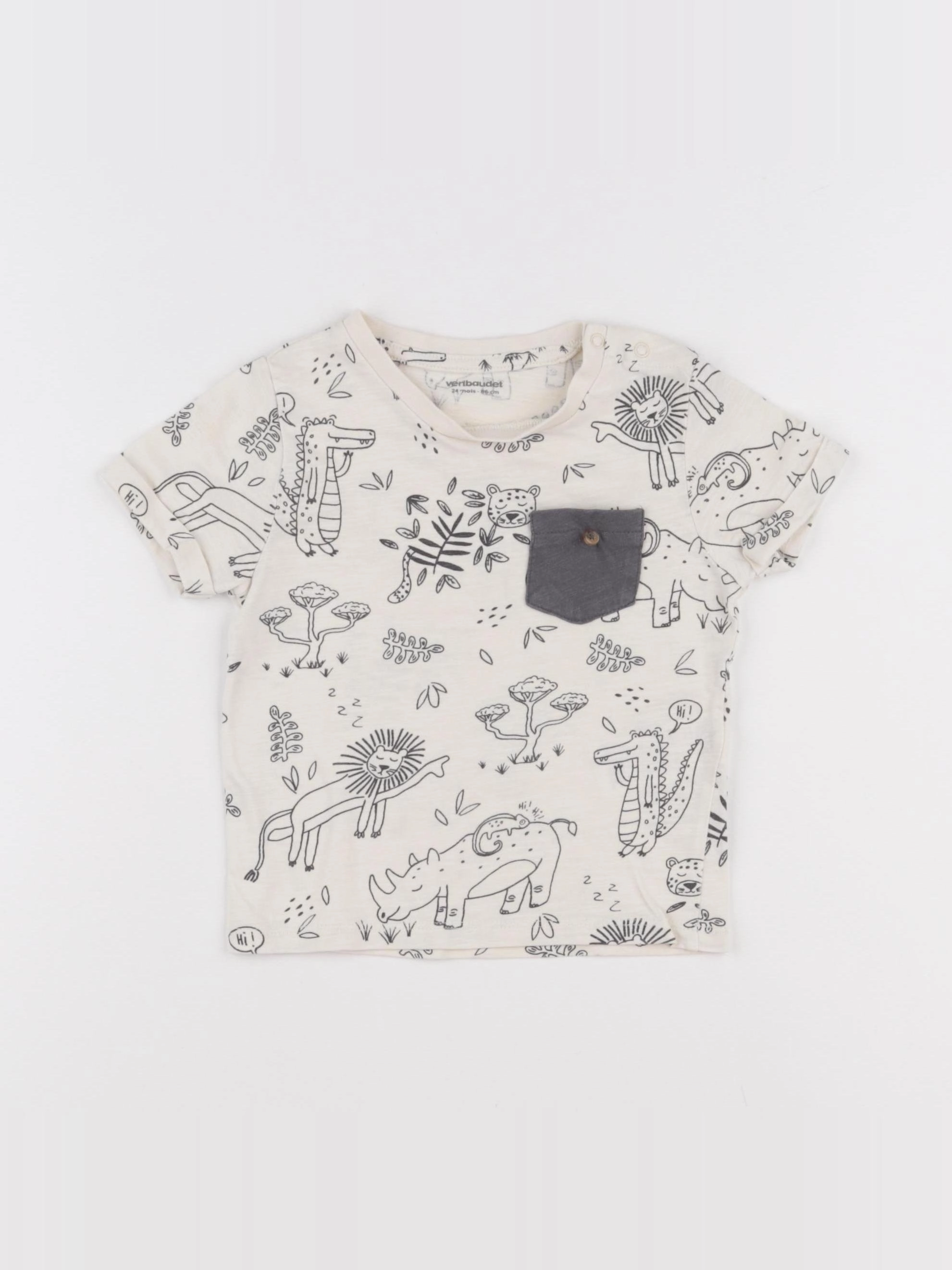 Vertbaudet - tee-shirt blanc, gris - 24 mois