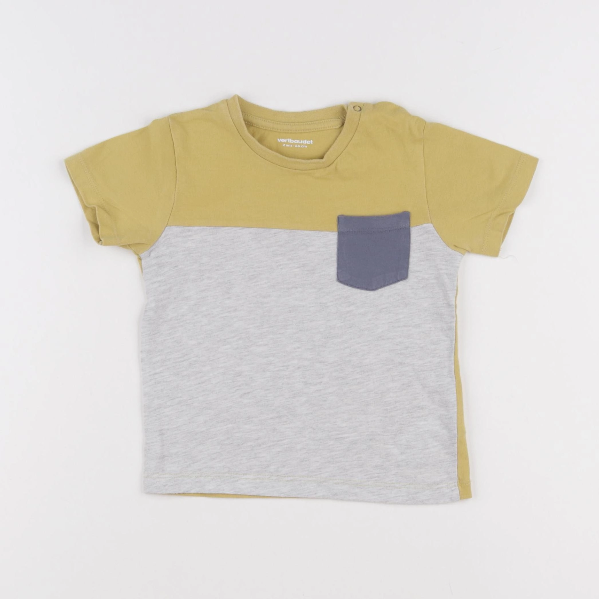 Vertbaudet - tee-shirt jaune, gris - 2 ans