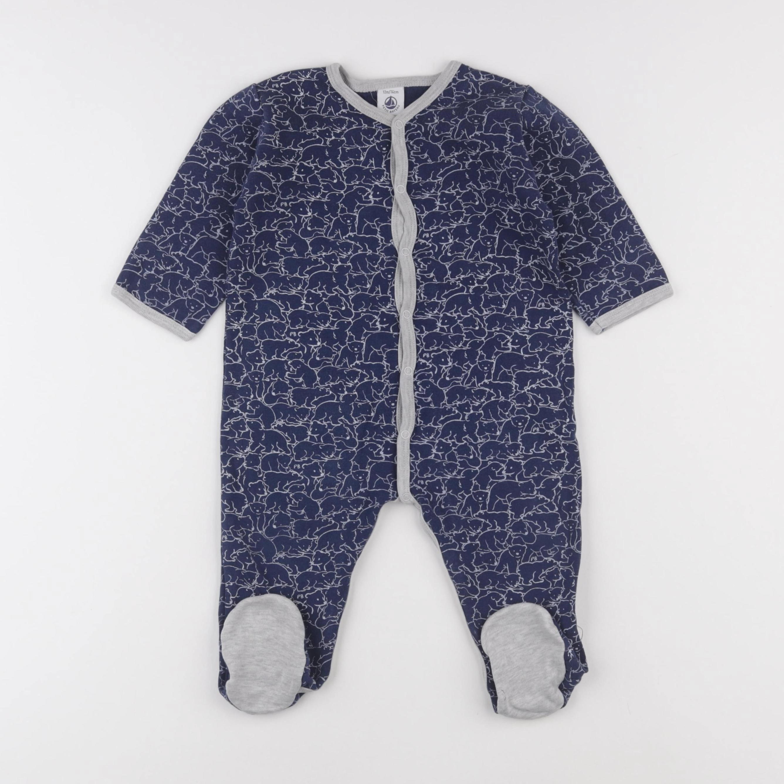 Petit Bateau - pyjama coton bleu - 12 mois