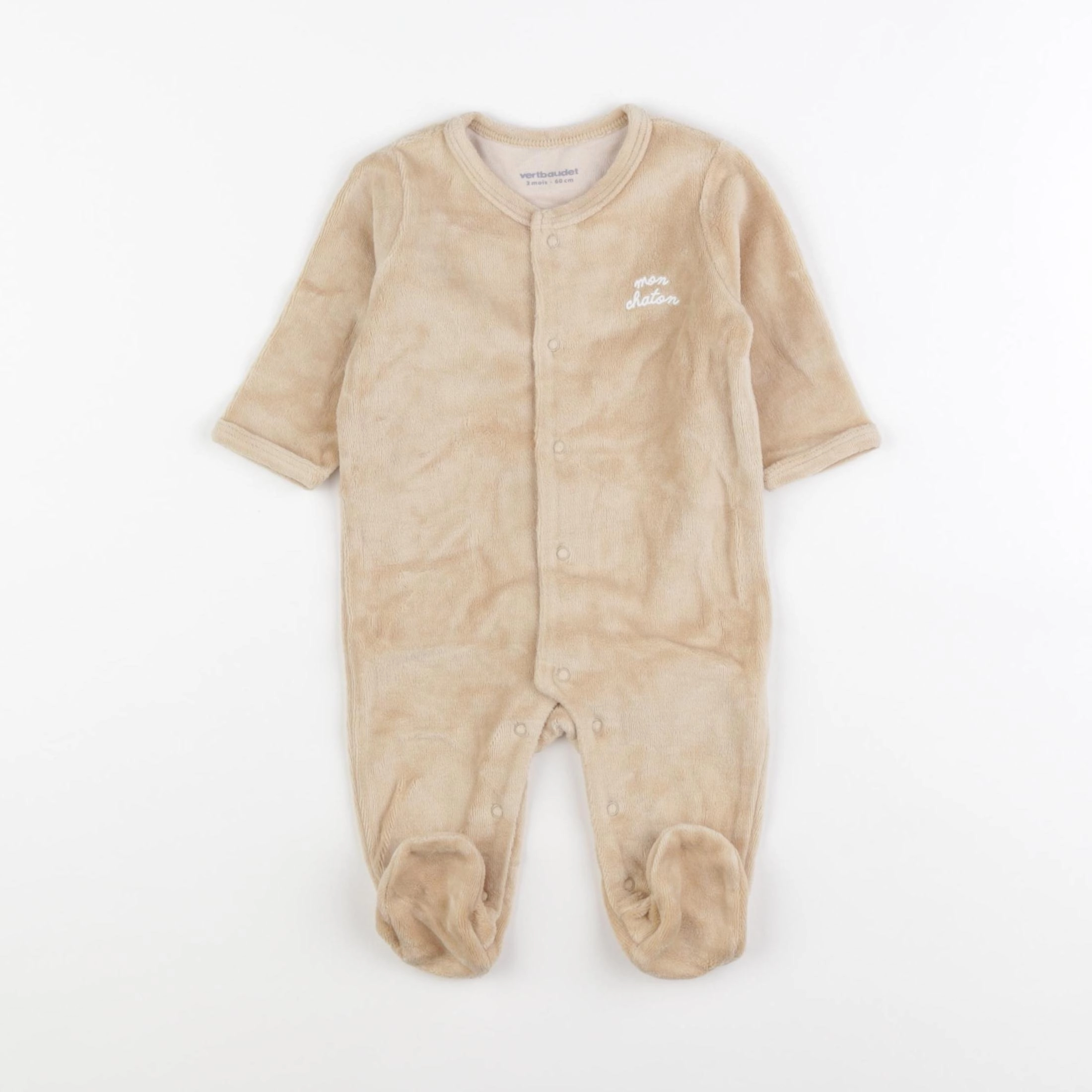 Vertbaudet - pyjama velours beige - 3 mois