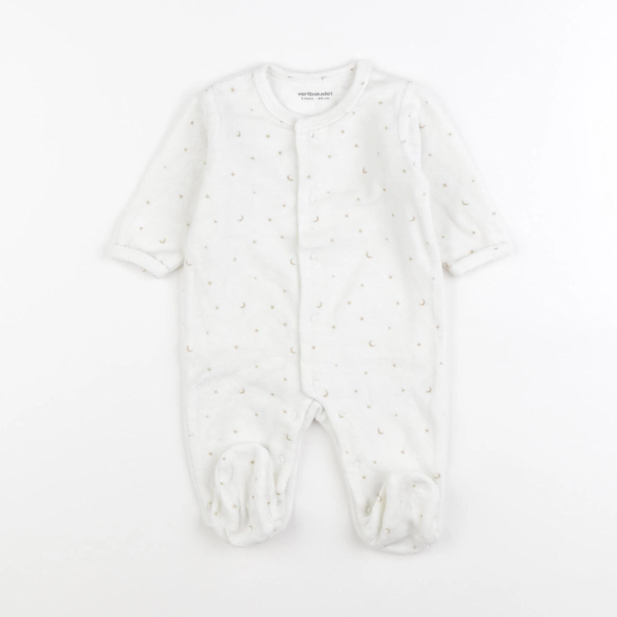 Vertbaudet - pyjama velours beige - 3 mois