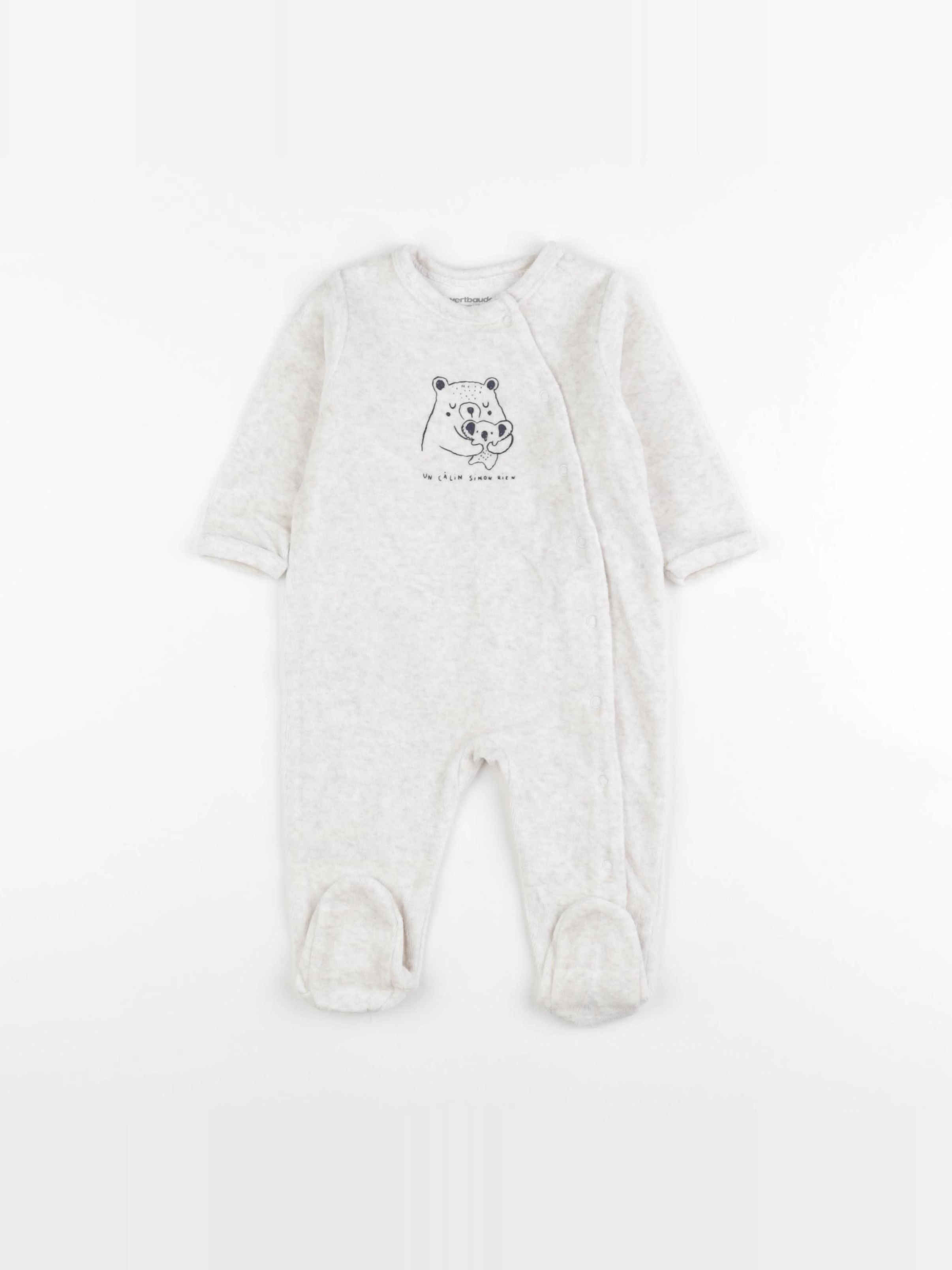 Vertbaudet - pyjama velours beige - 6 mois