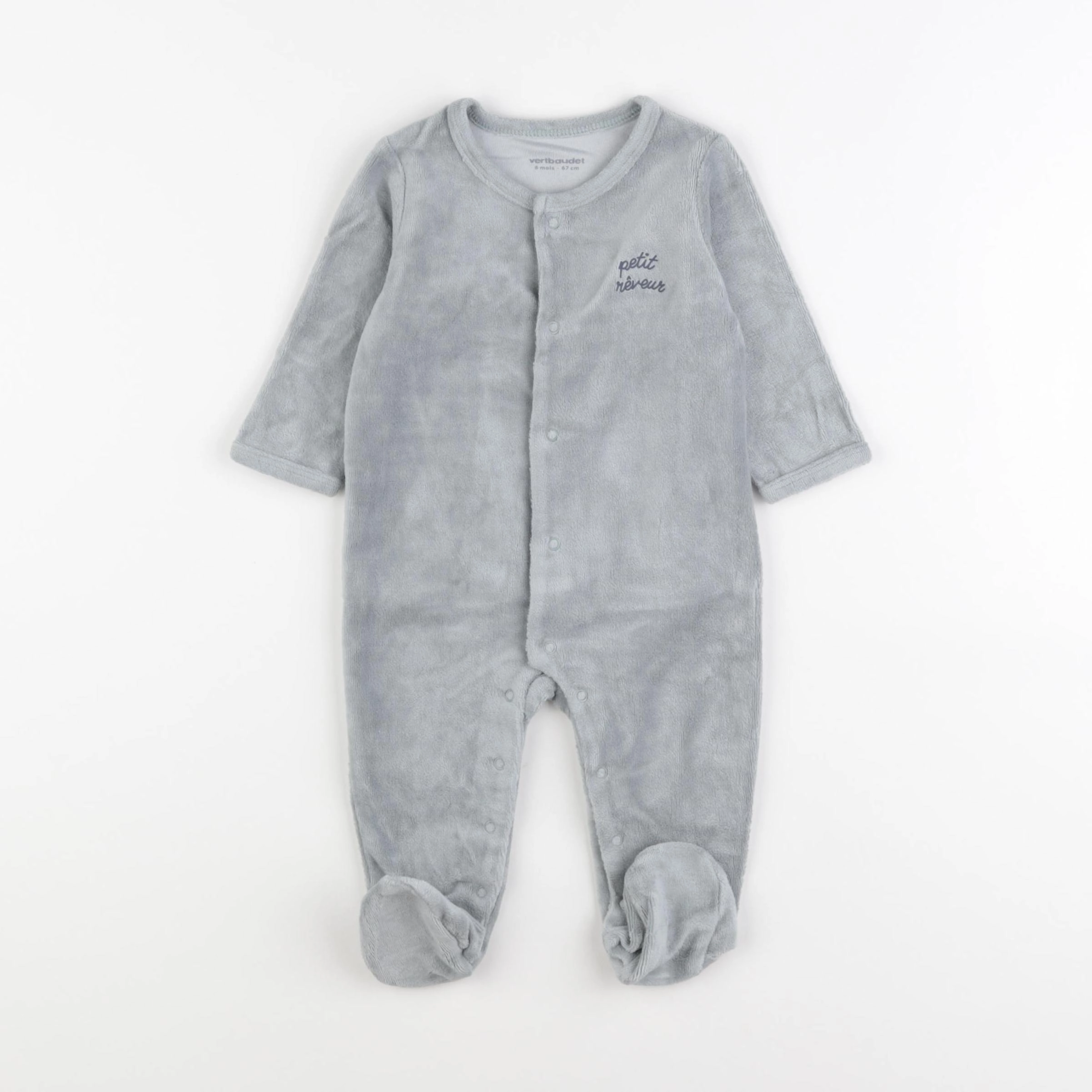 Vertbaudet - pyjama velours vert - 6 mois