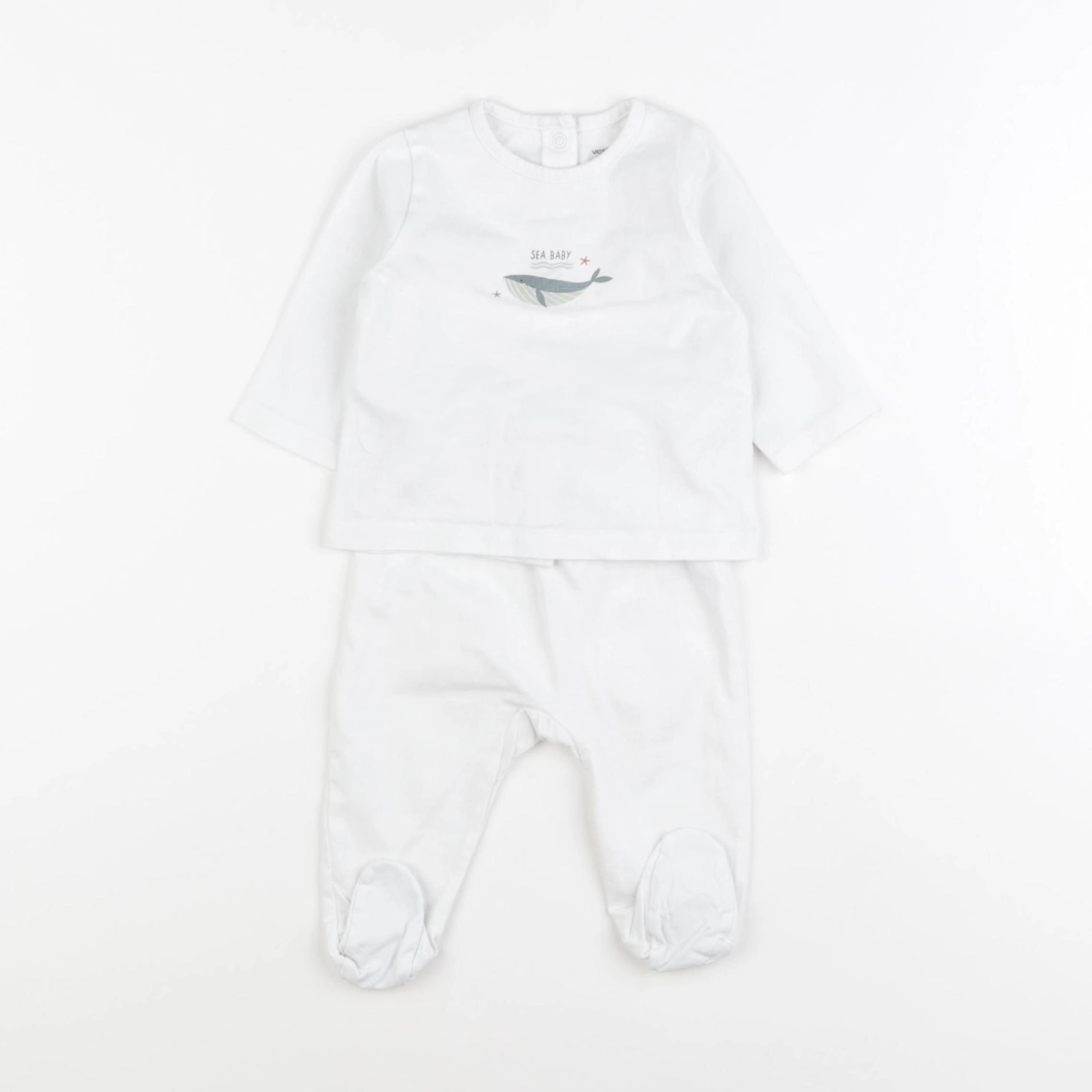 Vertbaudet - pyjama coton blanc - 3 mois