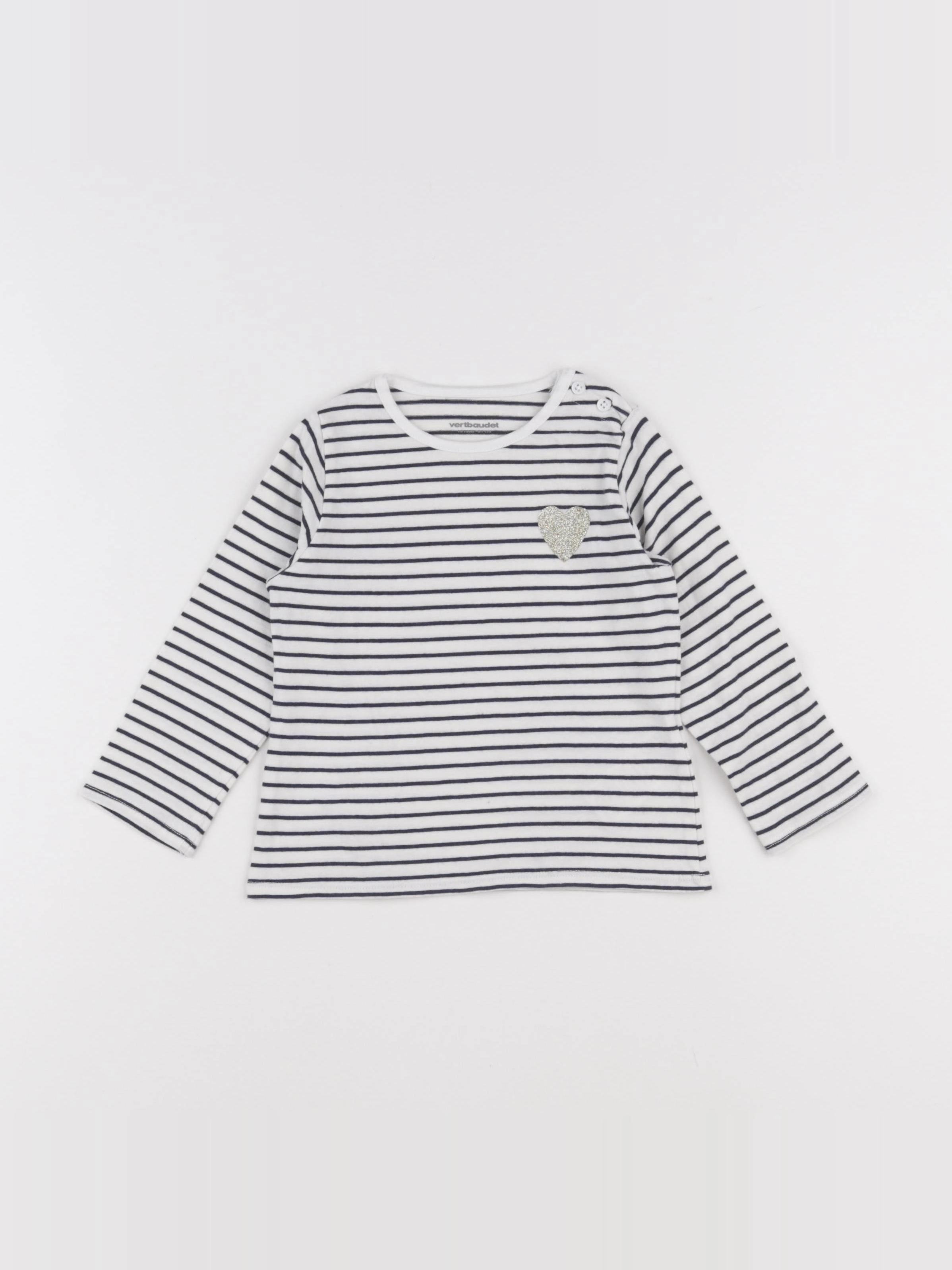 Vertbaudet - tee-shirt bleu, blanc - 18 mois