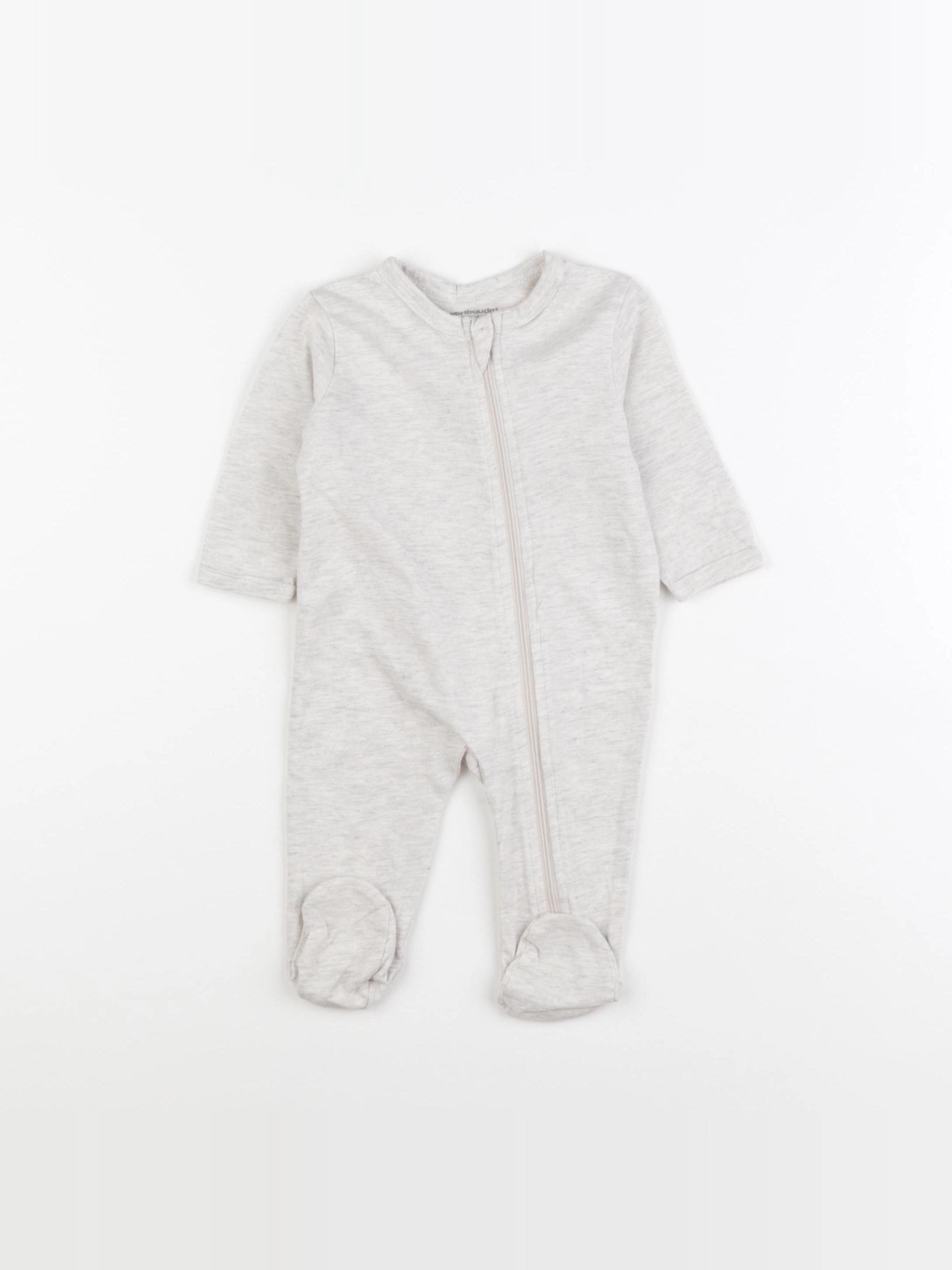 Vertbaudet - pyjama coton beige - 3 mois