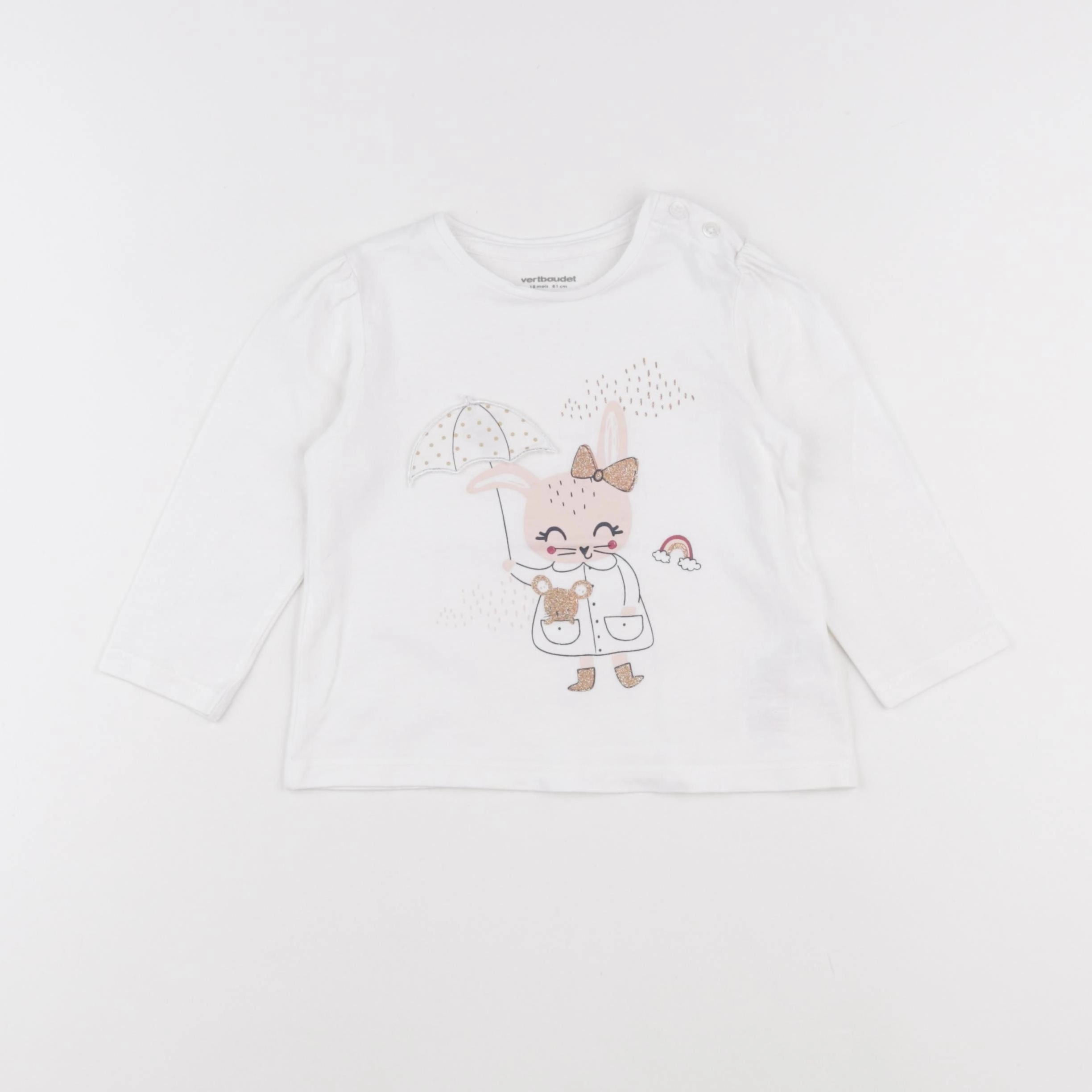 Vertbaudet - tee-shirt blanc - 18 mois