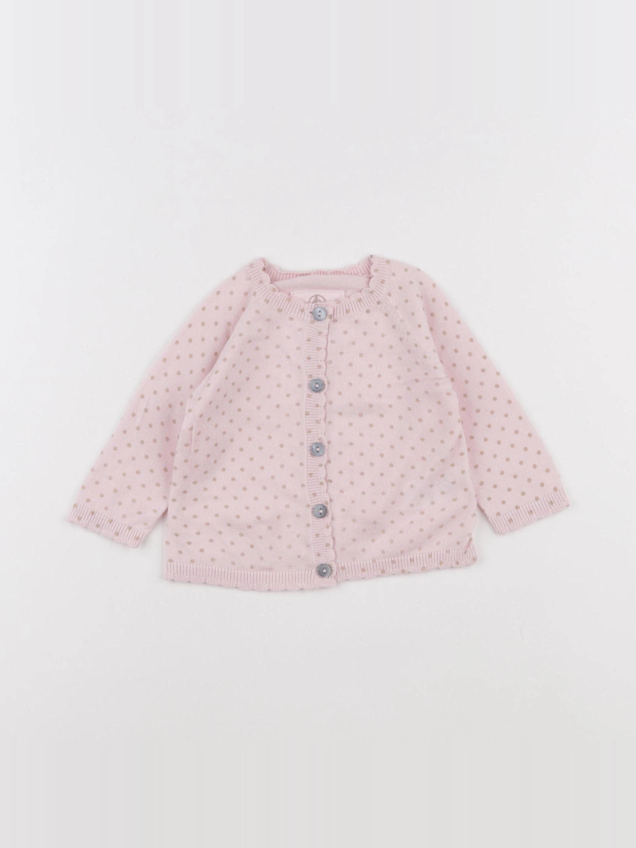 Petit Bateau - gilet rose - 6 mois