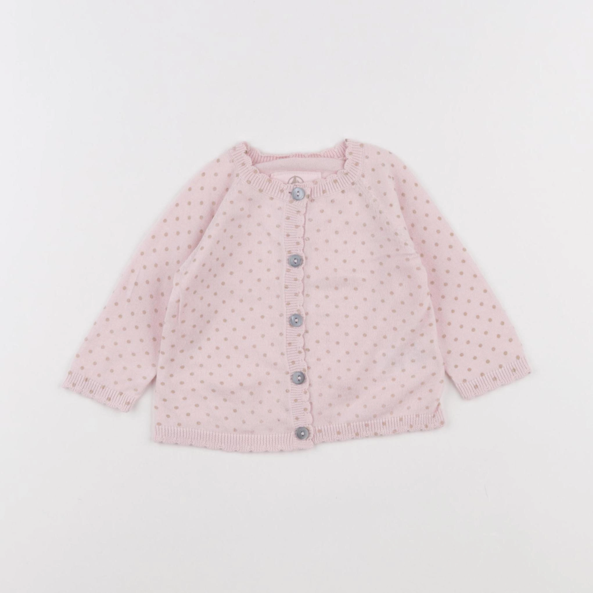 Petit Bateau - gilet rose - 6 mois