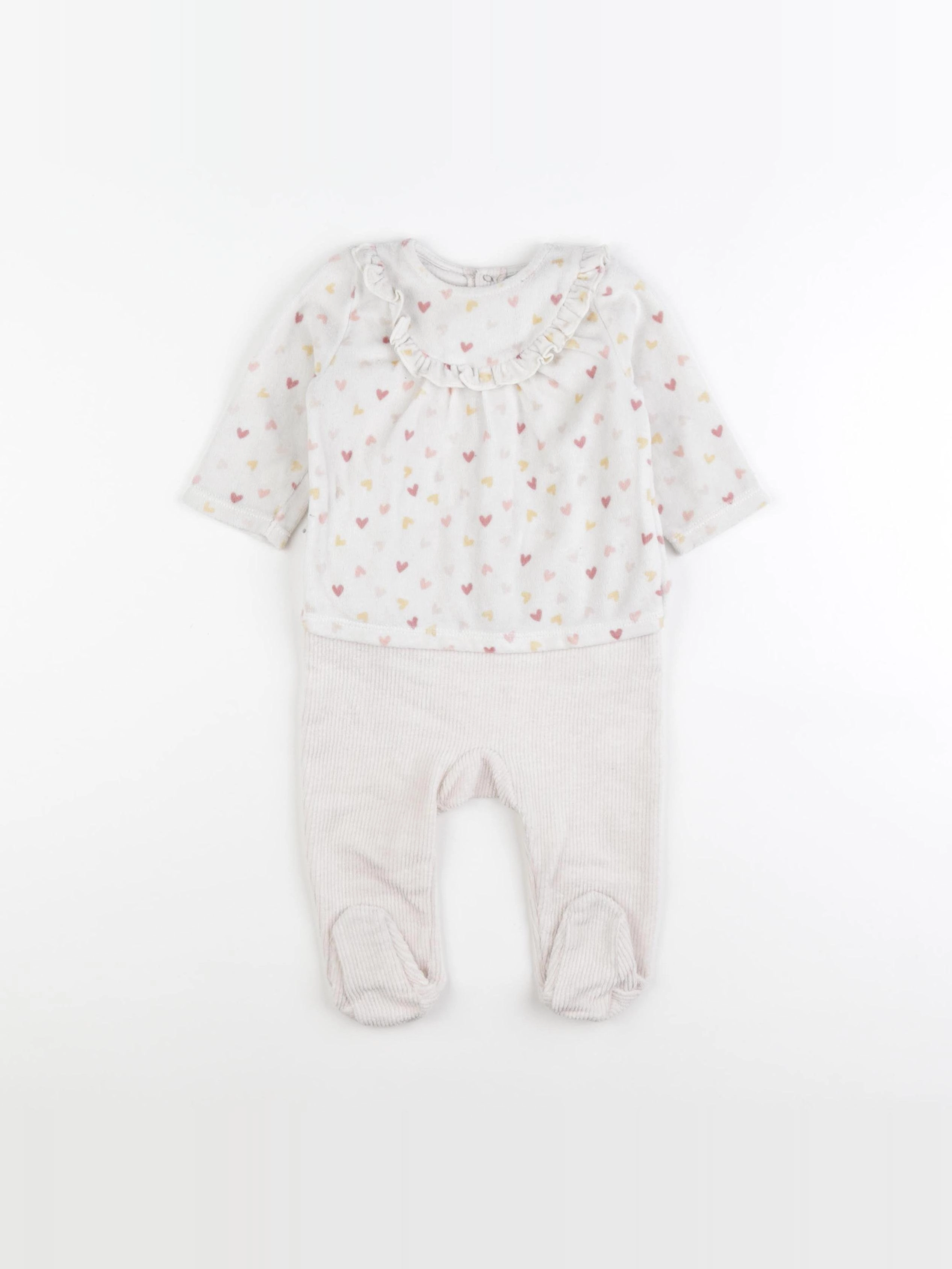 Tape à l'oeil - pyjama velours beige - 6 mois