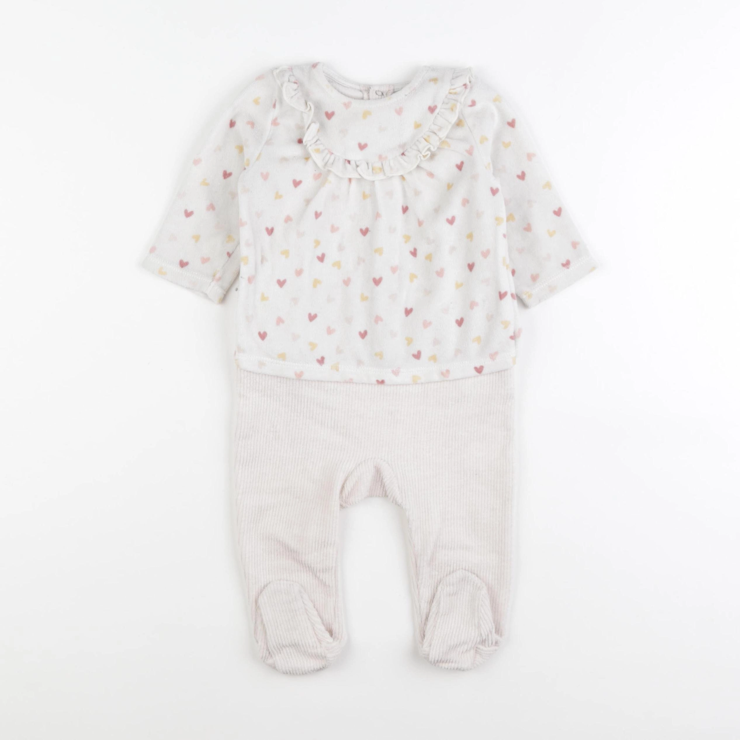 Tape à l'oeil - pyjama velours beige - 6 mois