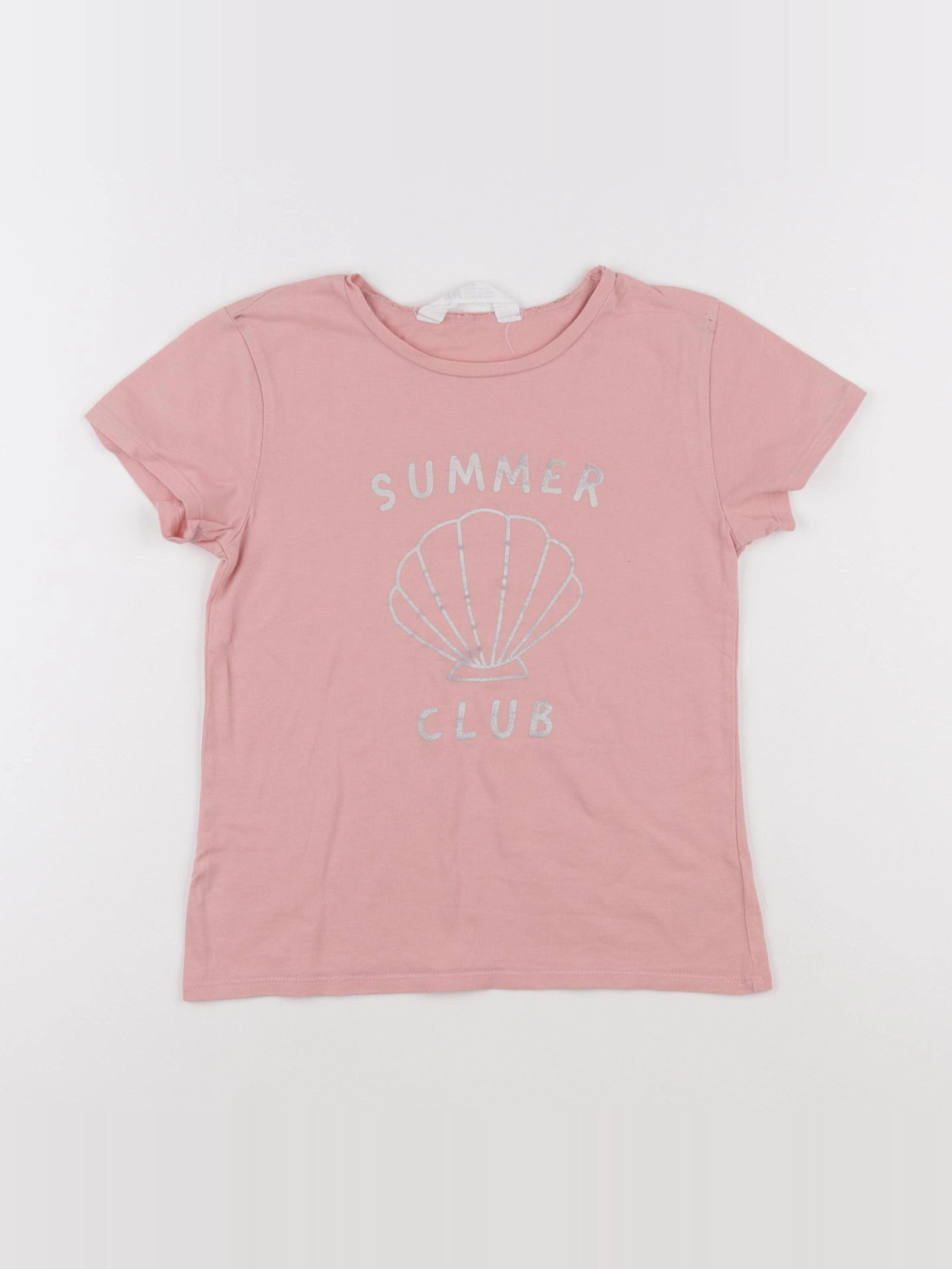 H&M - tee-shirt rose - 7/8 ans