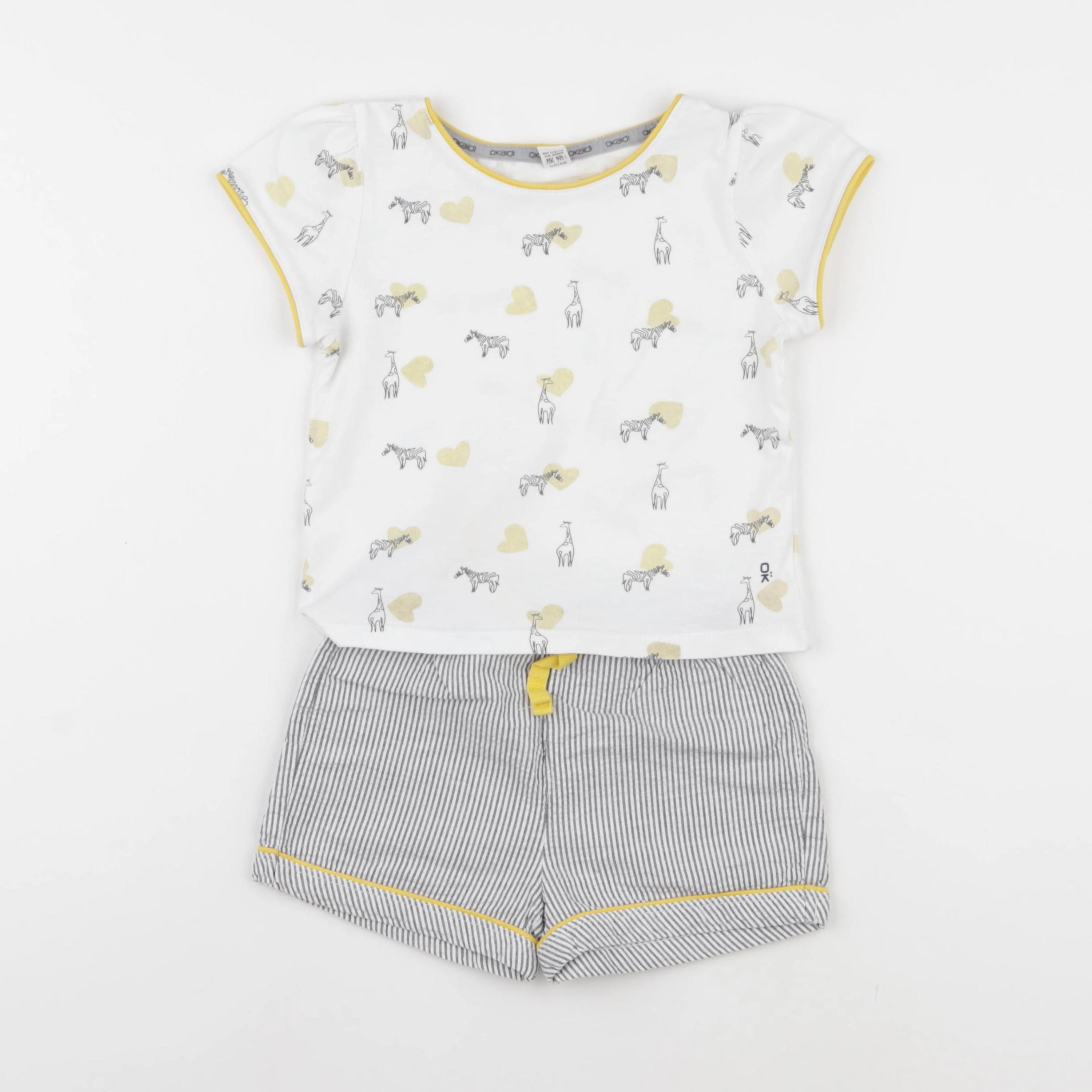 Okaidi - ensemble blanc, gris - 2 ans