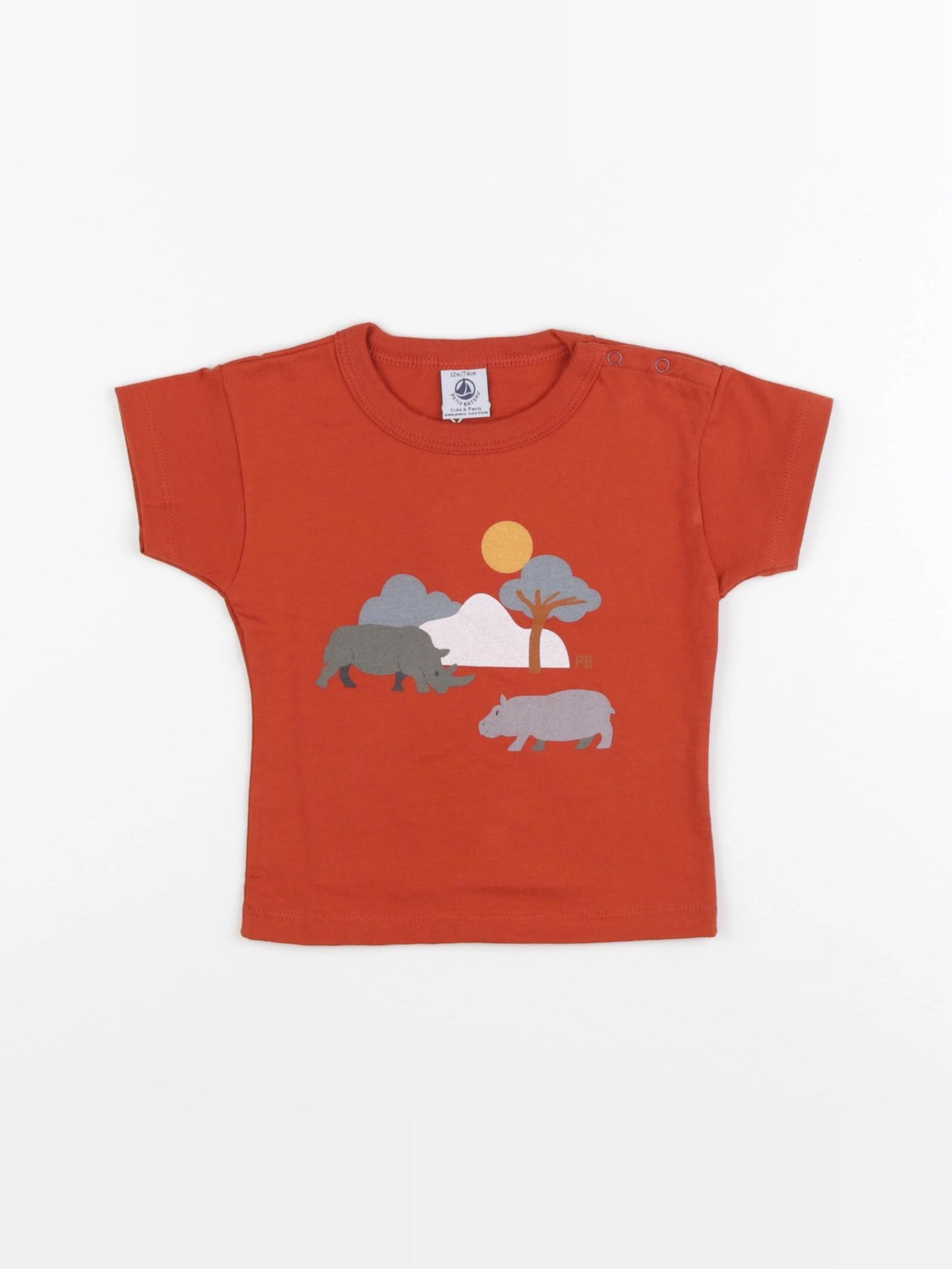 Petit Bateau - tee-shirt orange - 12 mois