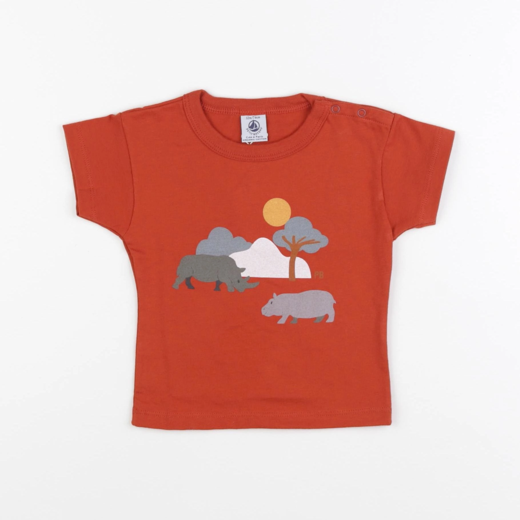 Petit Bateau - tee-shirt orange - 6 mois