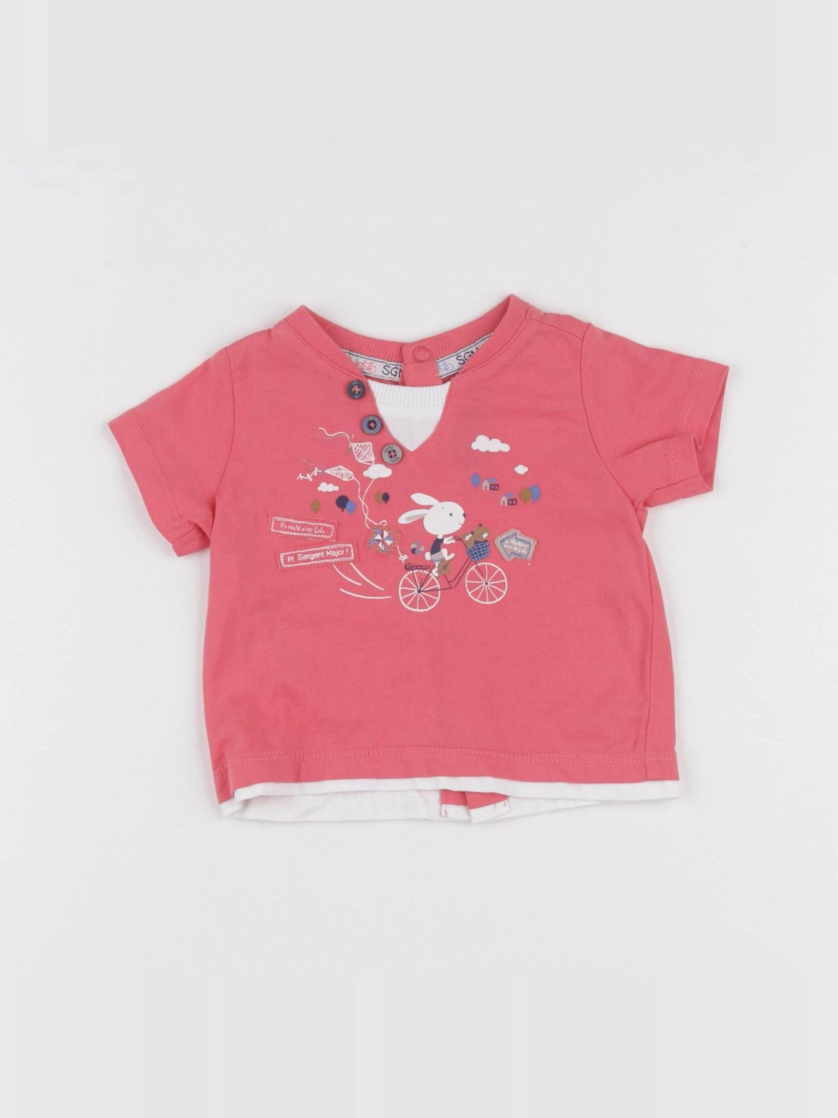 Sergent Major - tee-shirt rose - 3 mois