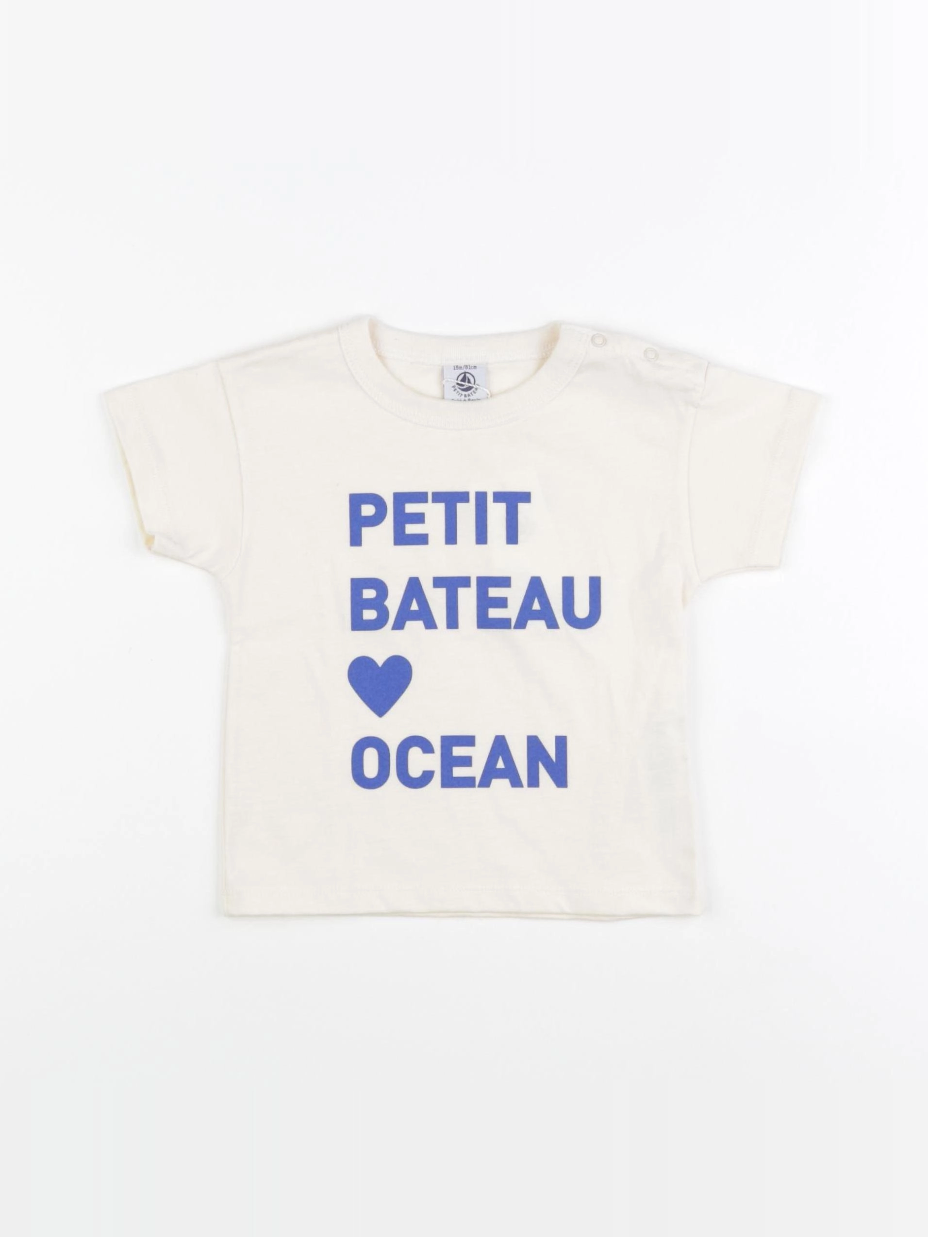 Petit Bateau - tee-shirt beige, bleu - 18 mois