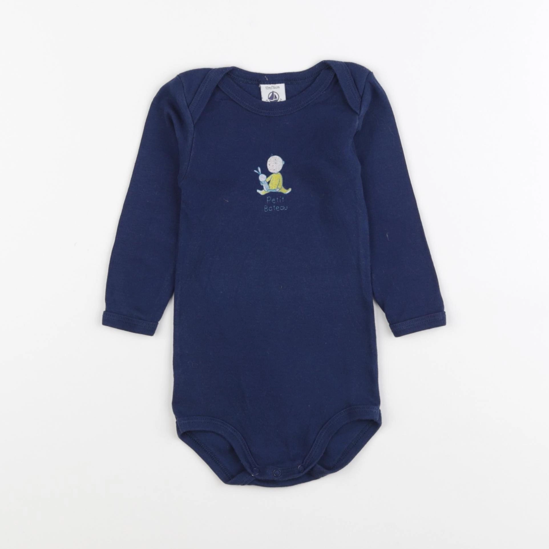Petit Bateau - body bleu - 12 mois