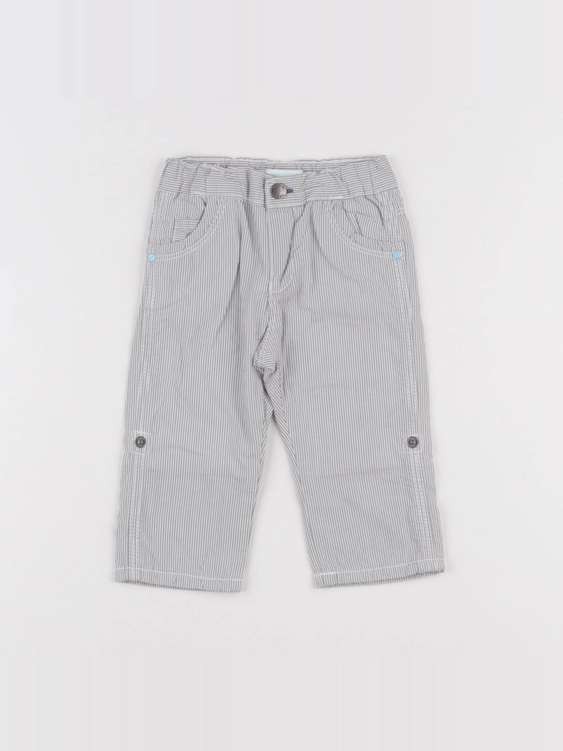 Obaïbi - pantalon blanc, gris - 6 mois