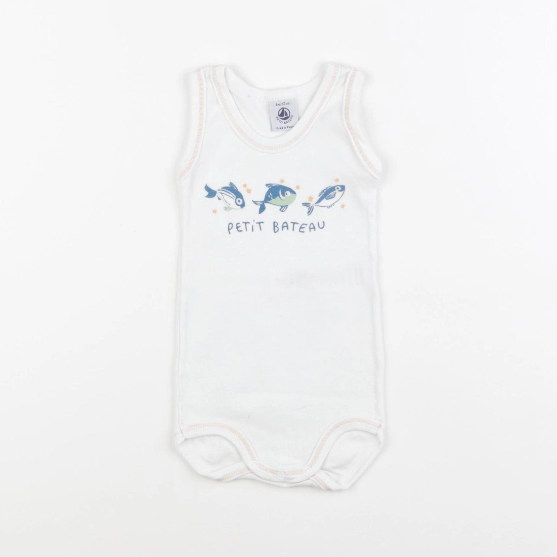 Petit Bateau - body blanc - 6 mois