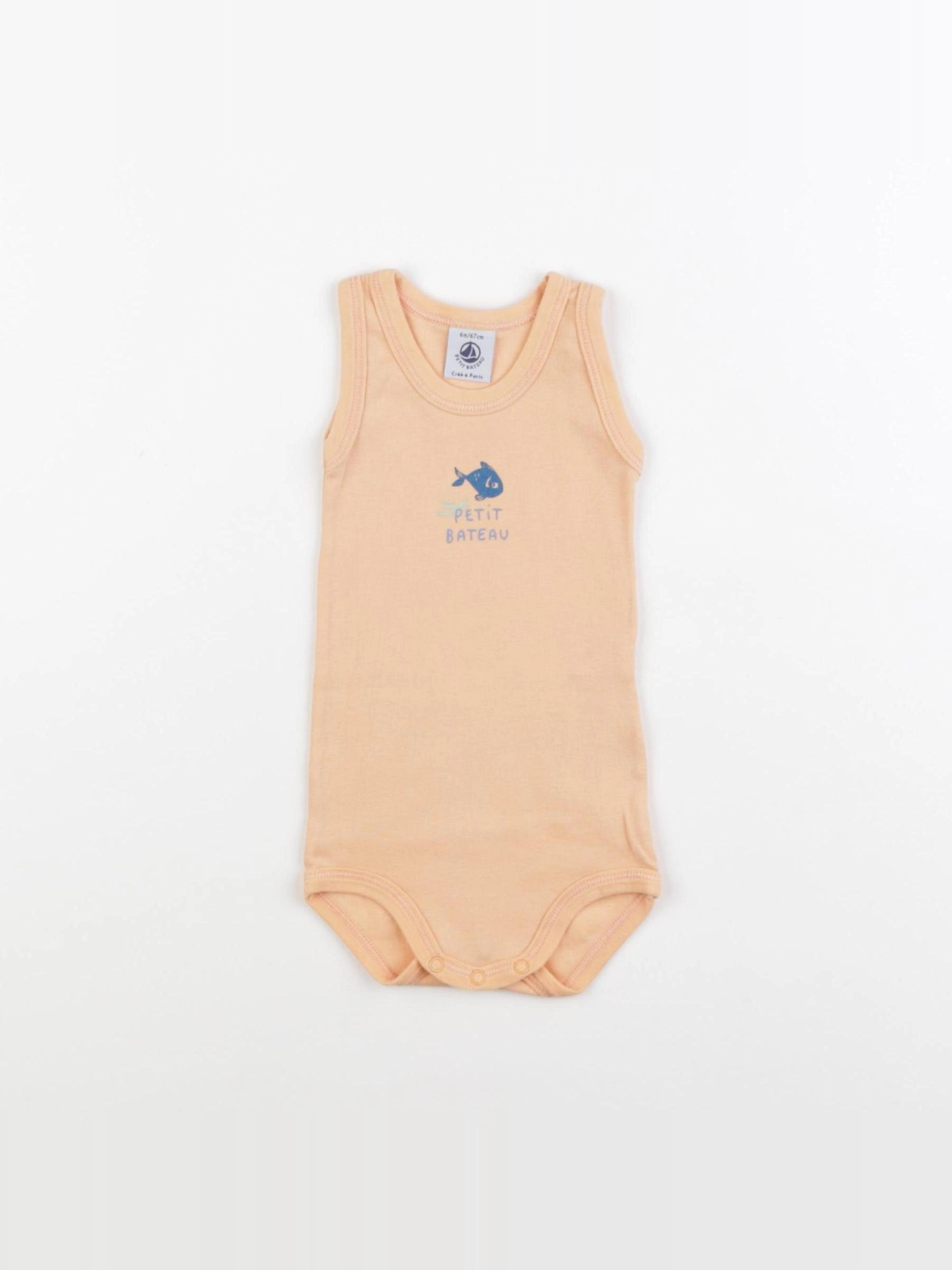 Petit Bateau - body orange - 6 mois