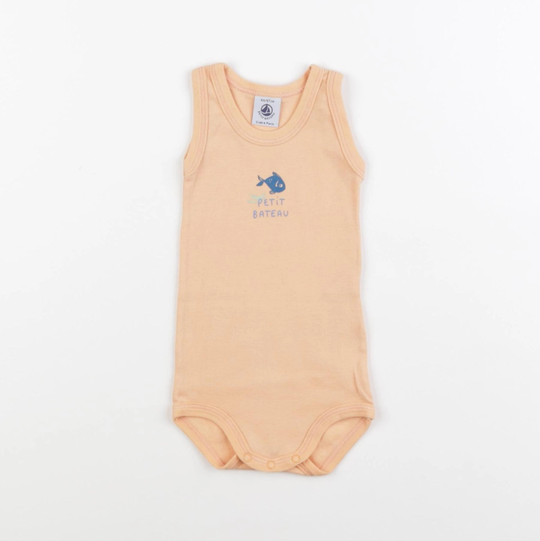 Petit Bateau - body orange - 6 mois