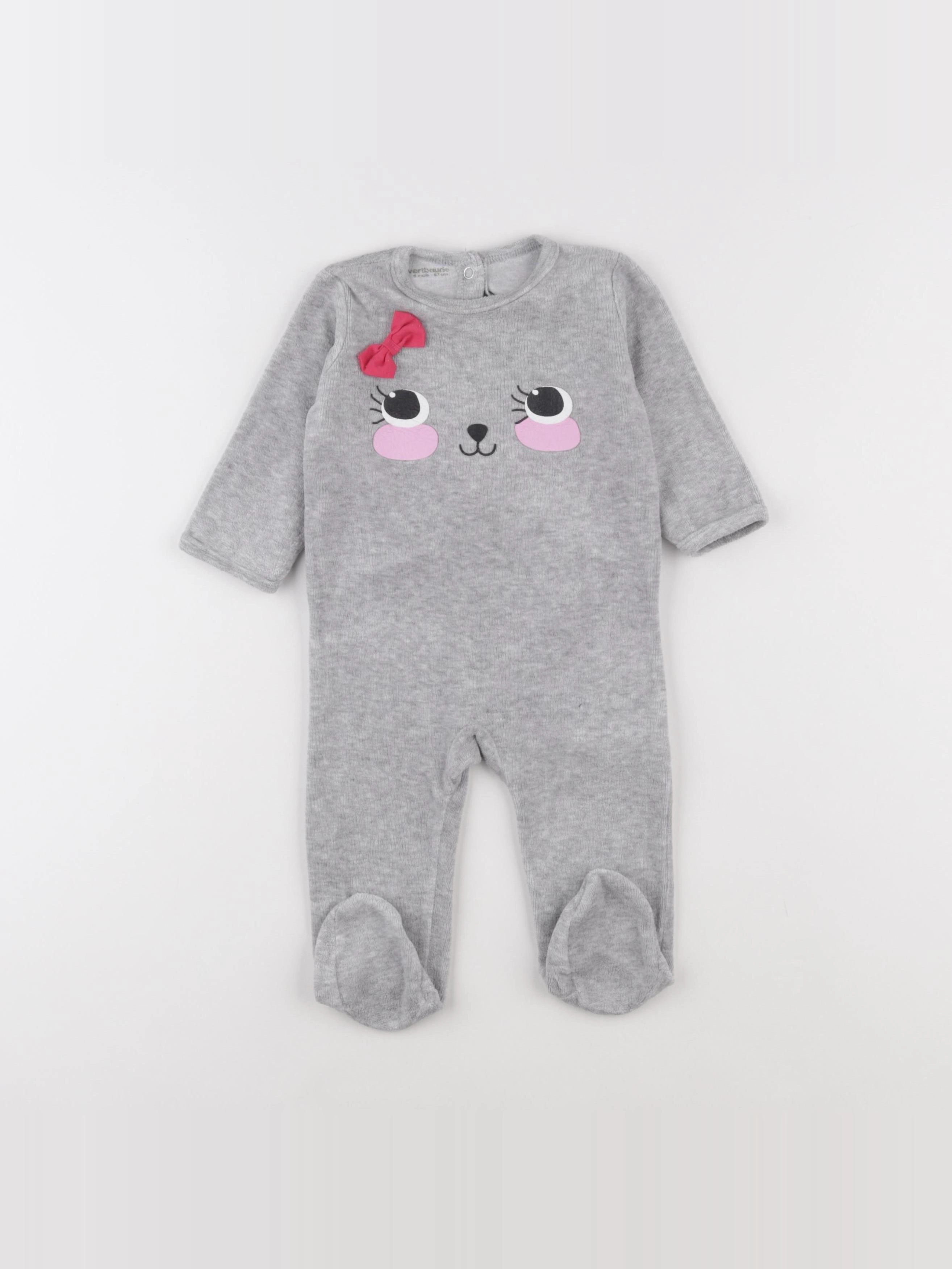 Vertbaudet - pyjama velours gris - 6 mois