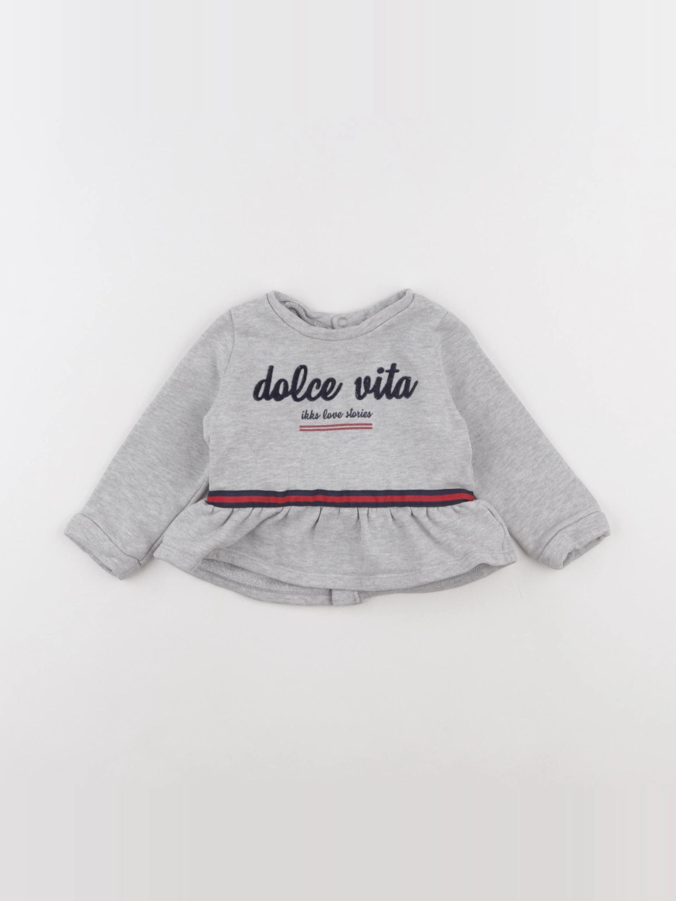 IKKS - sweat gris - 12 mois