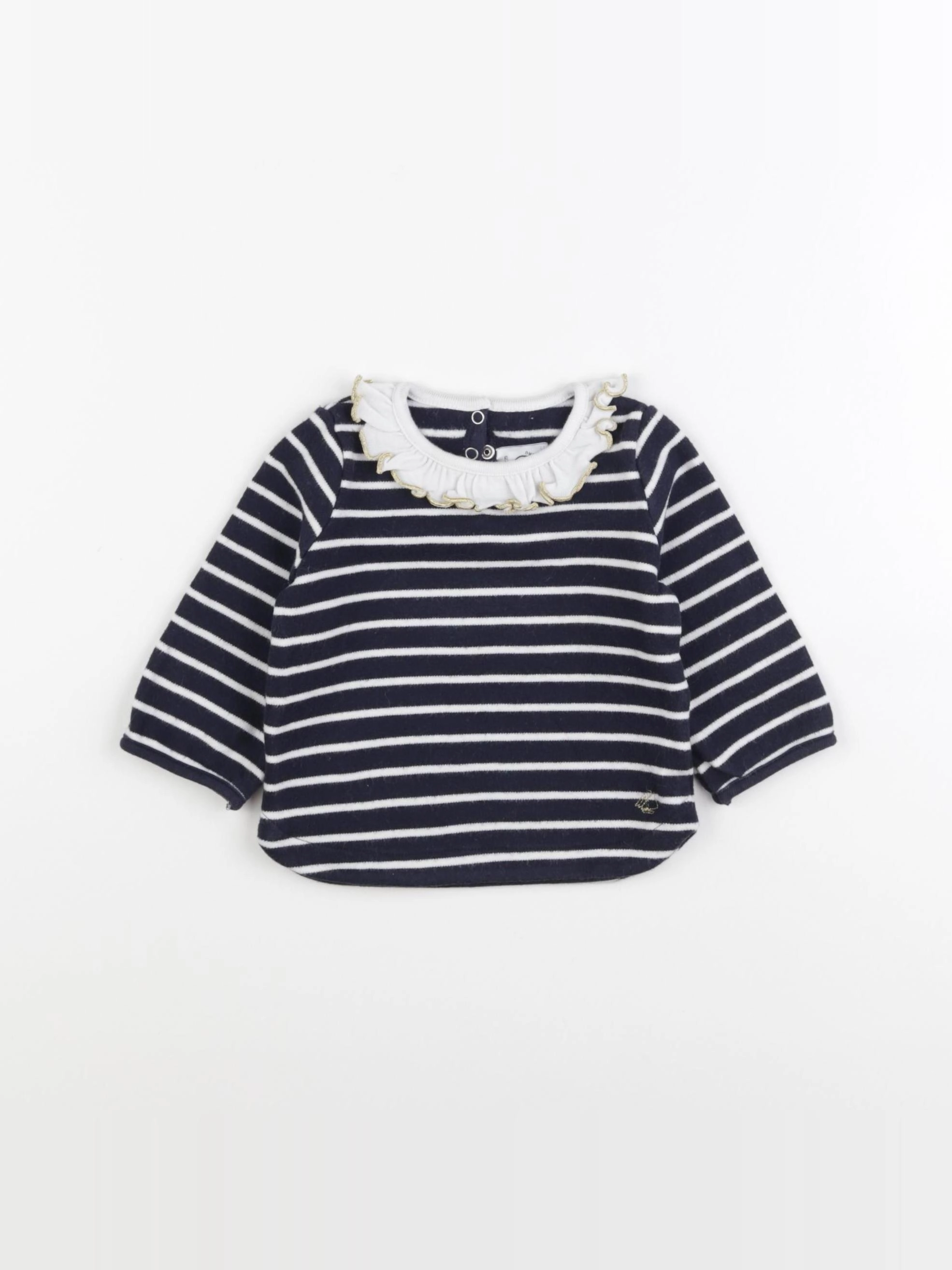 Petit Bateau - tee-shirt blanc, bleu - 6 mois