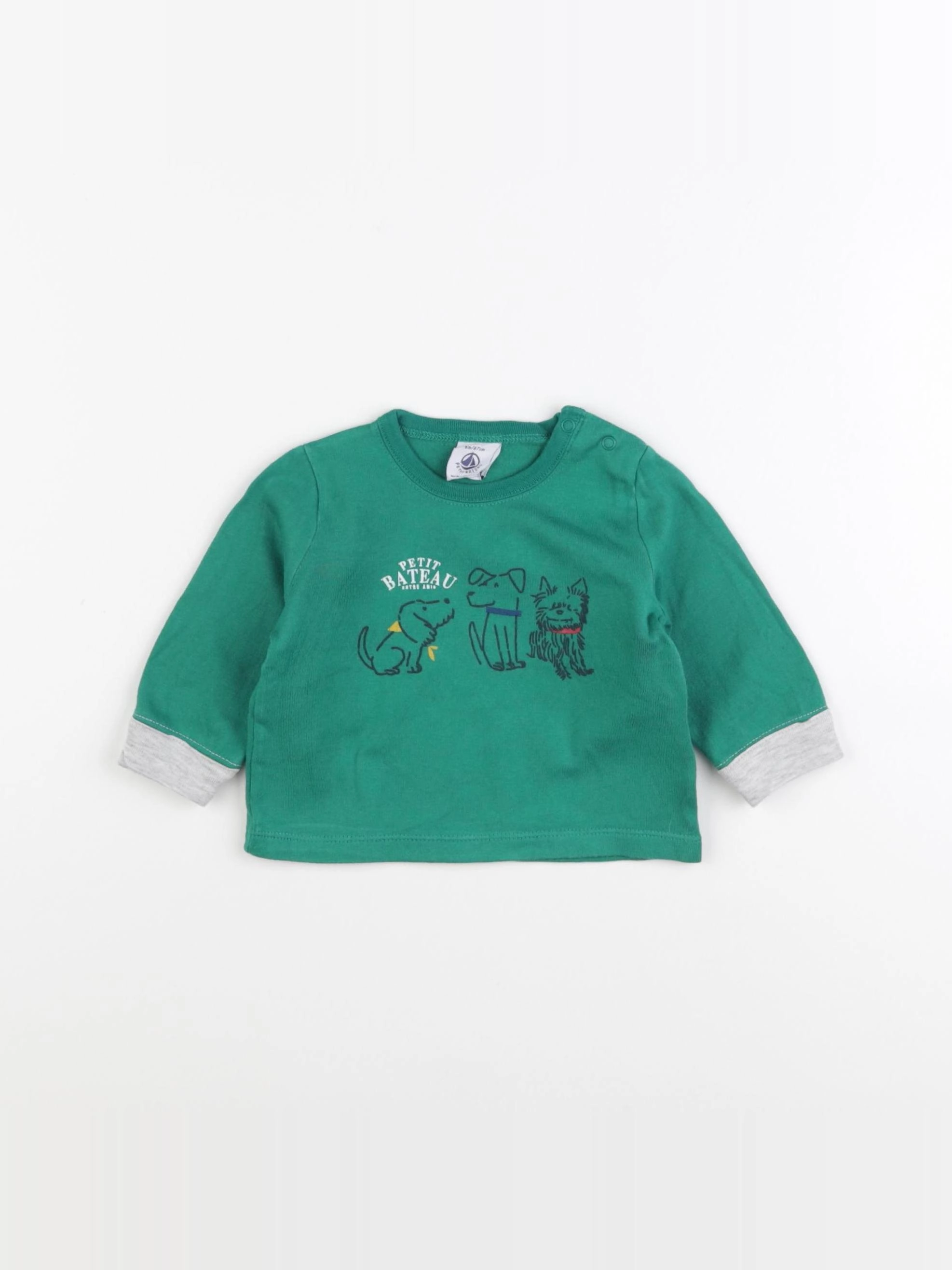 Petit Bateau - tee-shirt vert - 6 mois