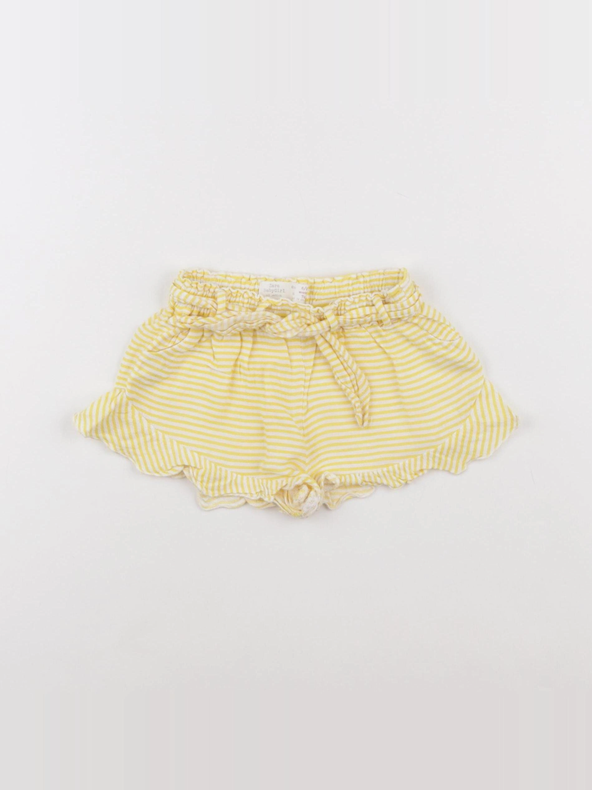 Zara - short jaune, blanc - 6/9 mois